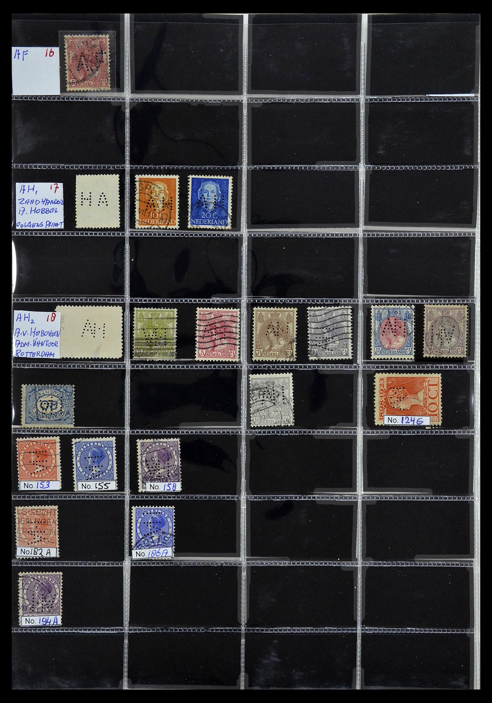 34390 008 - Stamp Collection 34390 Netherlands perfins 1872-1965.