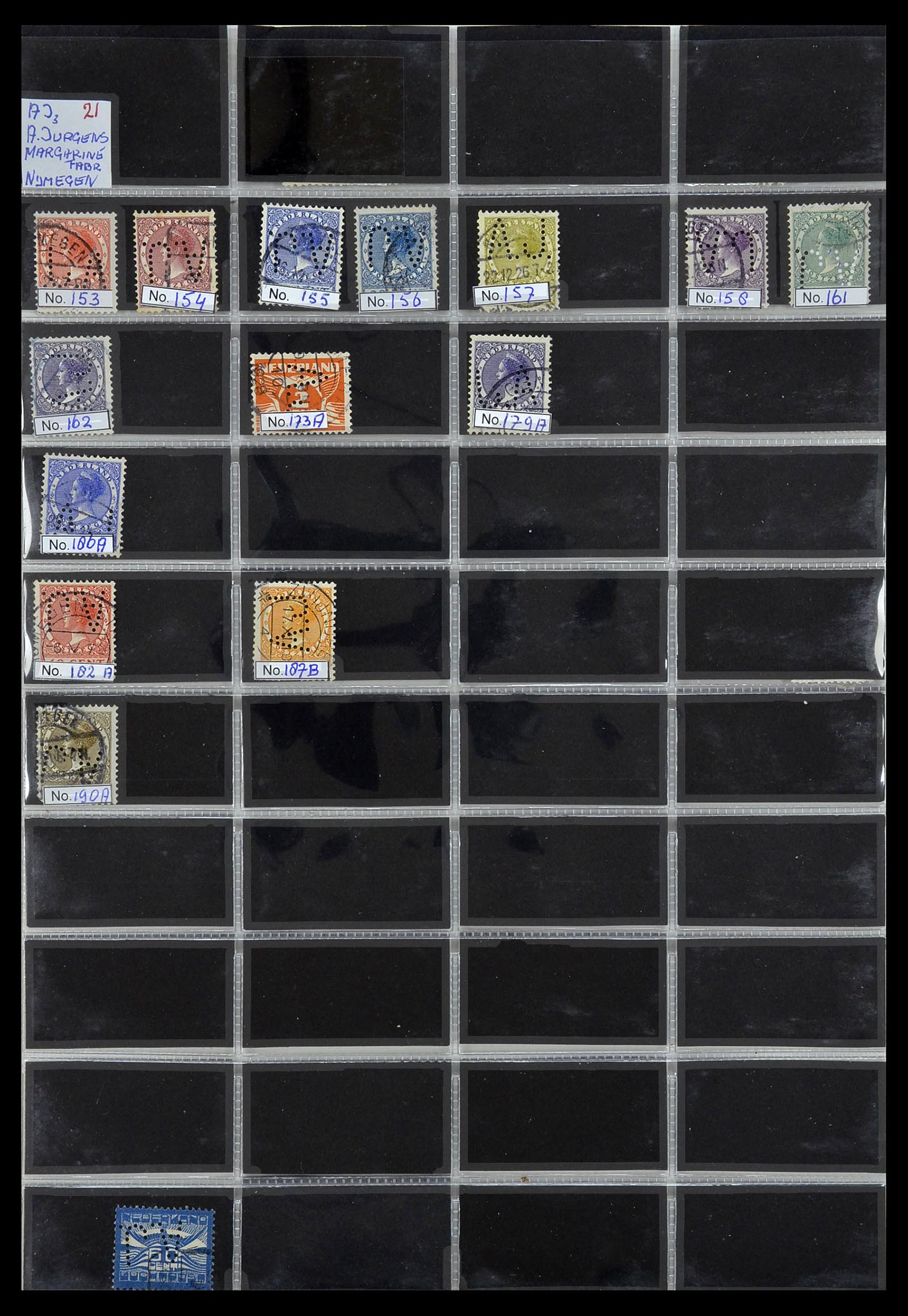 34390 013 - Stamp Collection 34390 Netherlands perfins 1872-1965.