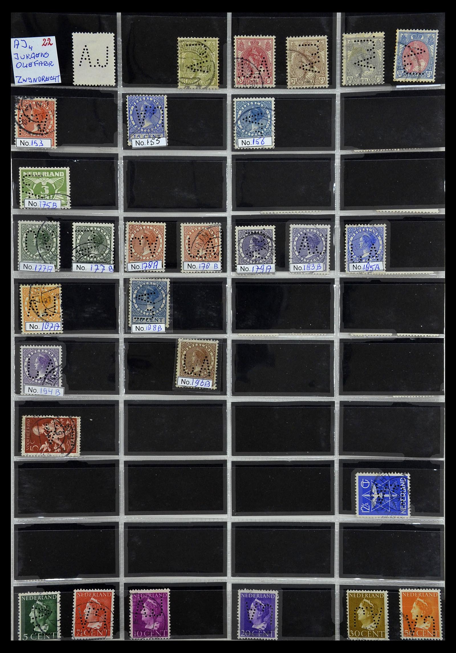 34390 014 - Stamp Collection 34390 Netherlands perfins 1872-1965.