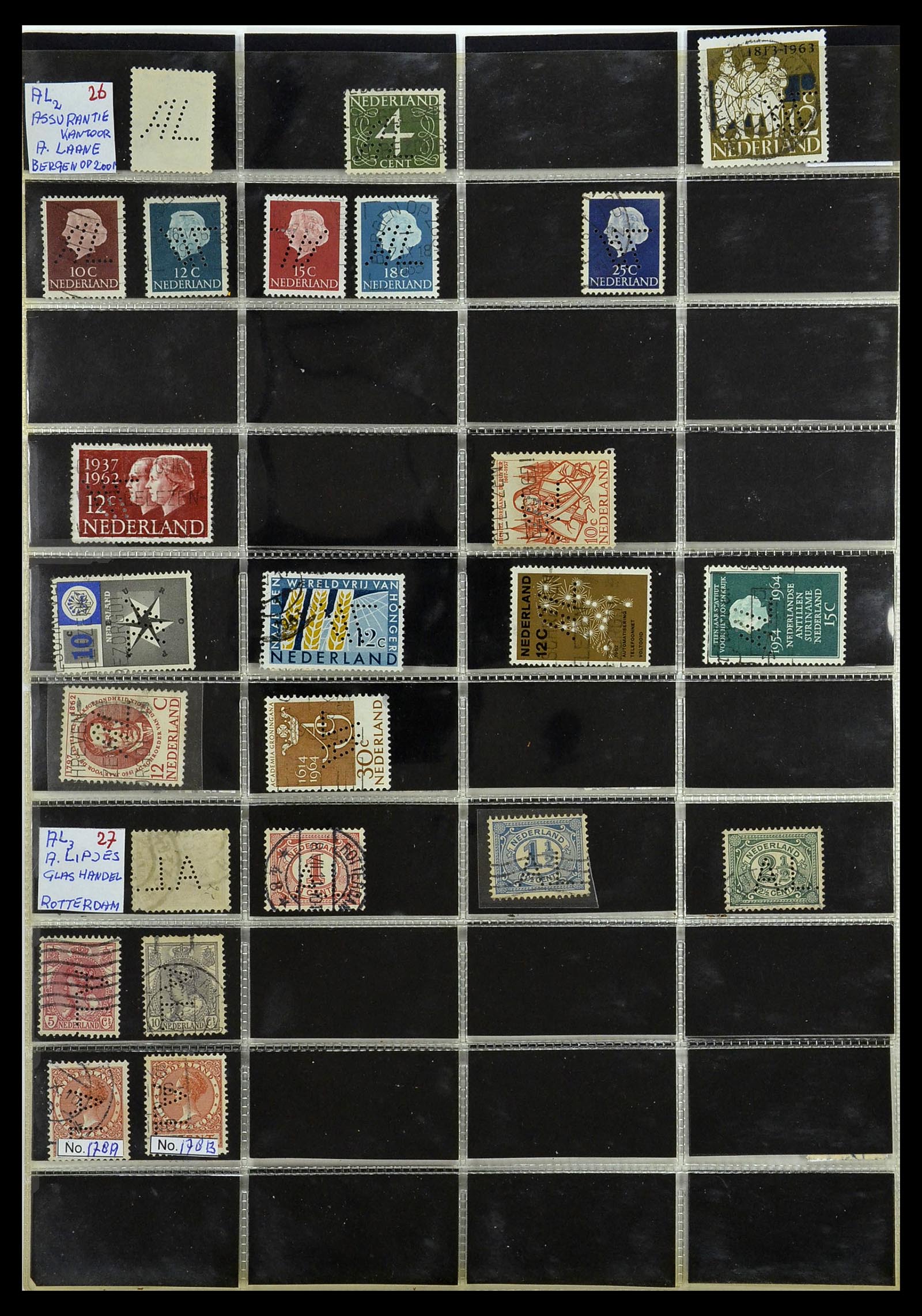 34390 017 - Stamp Collection 34390 Netherlands perfins 1872-1965.