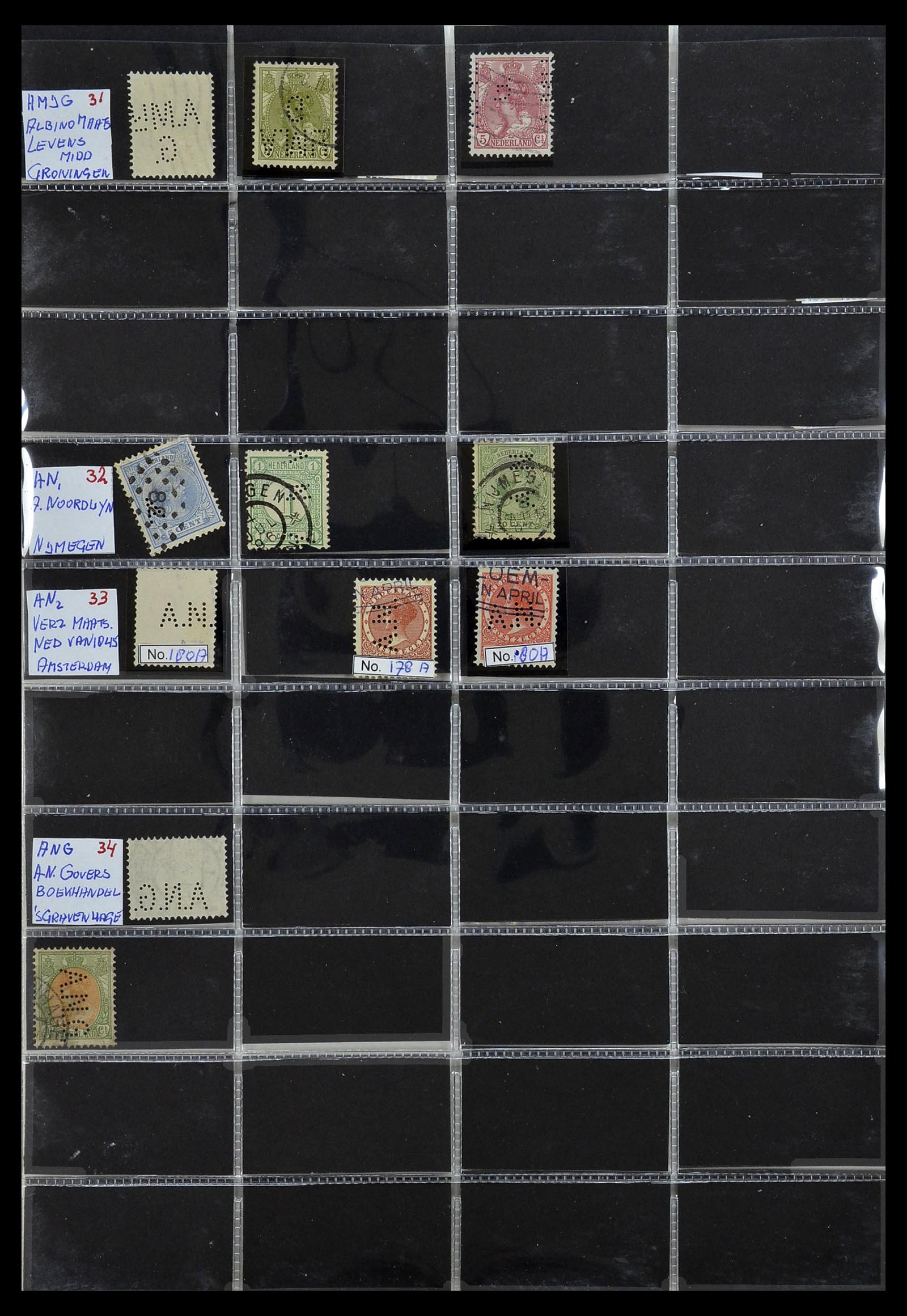 34390 019 - Postzegelverzameling 34390 Nederland firmaperforaties 1872-1965.