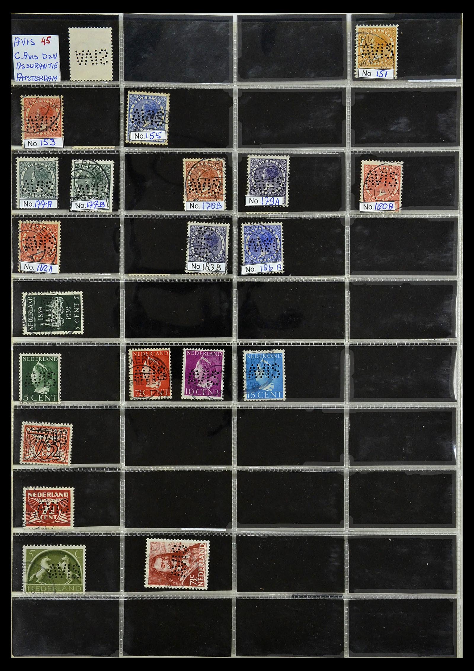 34390 024 - Stamp Collection 34390 Netherlands perfins 1872-1965.
