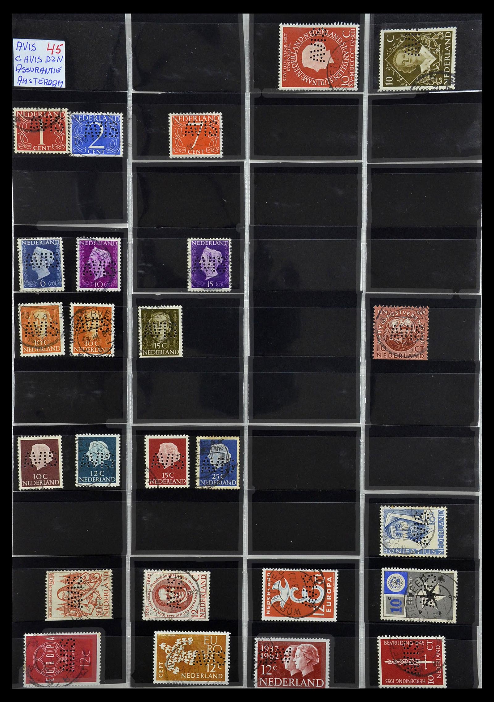 34390 025 - Stamp Collection 34390 Netherlands perfins 1872-1965.