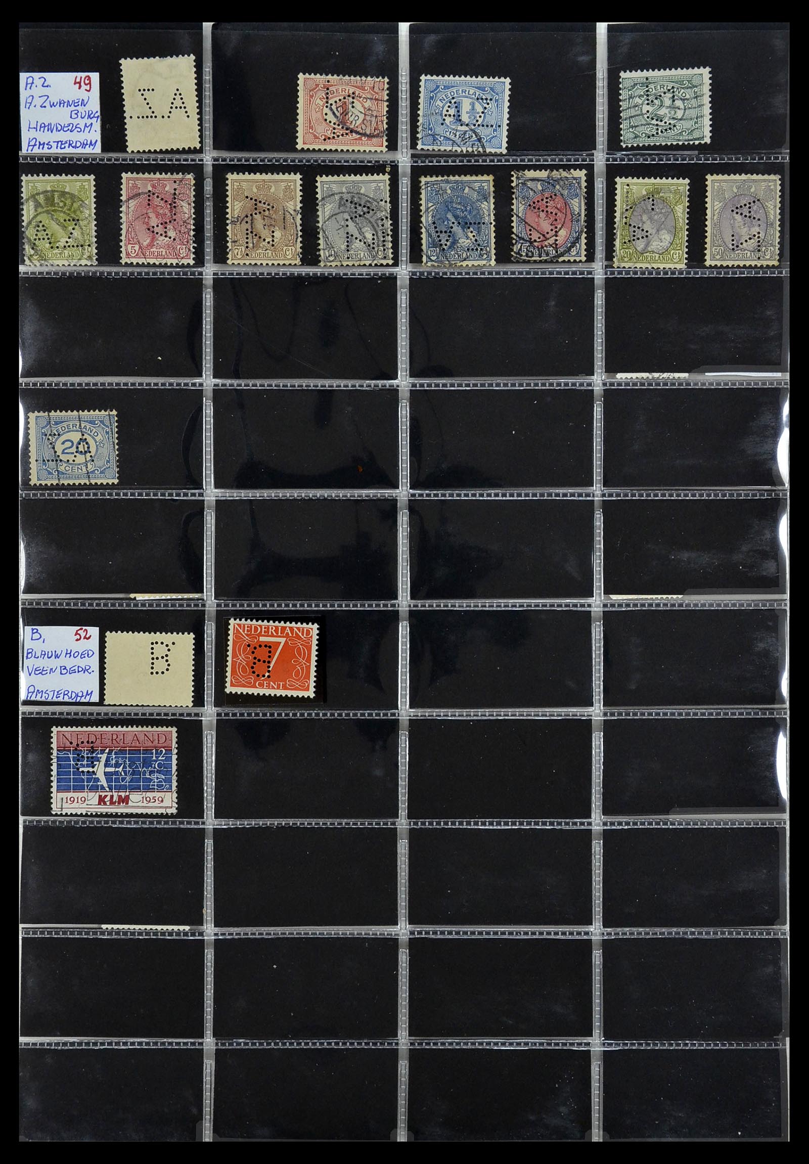 34390 028 - Stamp Collection 34390 Netherlands perfins 1872-1965.