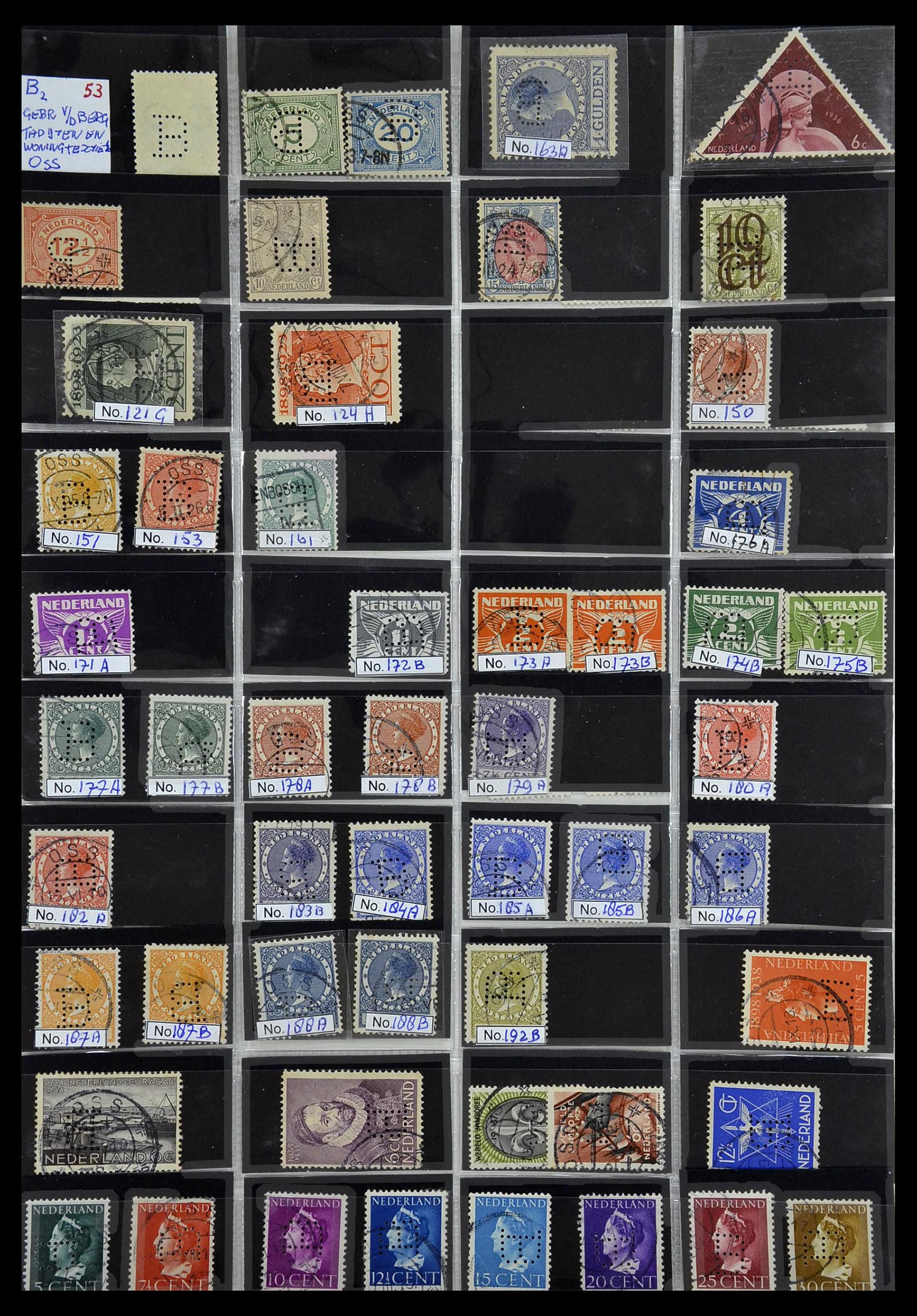 34390 029 - Stamp Collection 34390 Netherlands perfins 1872-1965.