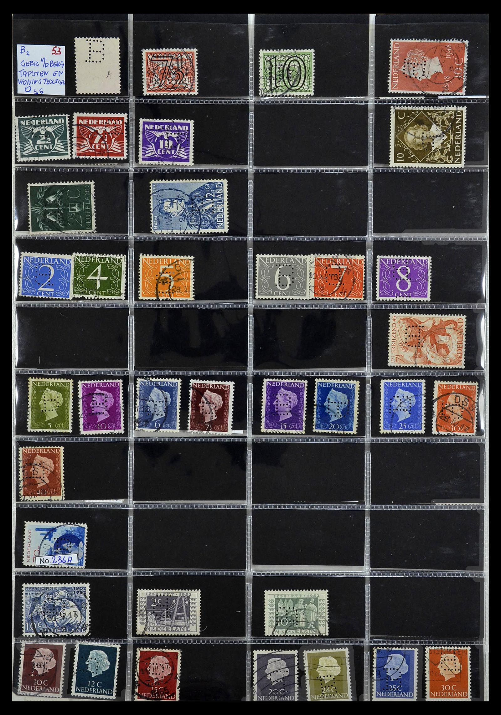 34390 030 - Stamp Collection 34390 Netherlands perfins 1872-1965.