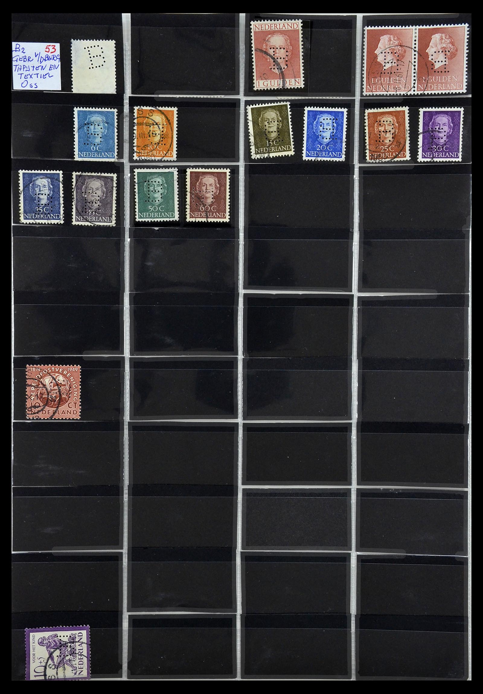 34390 031 - Stamp Collection 34390 Netherlands perfins 1872-1965.