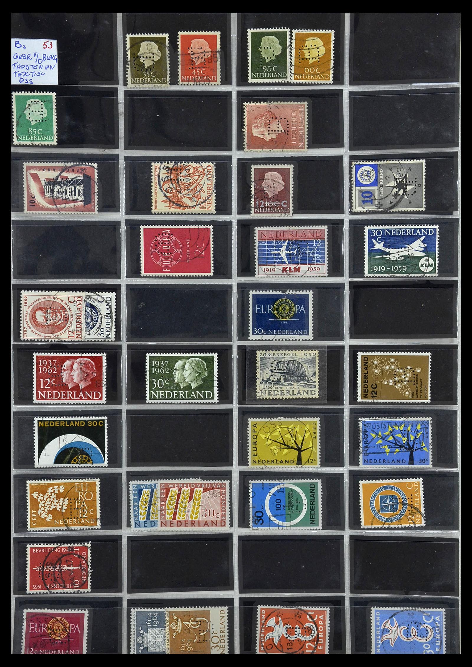 34390 033 - Stamp Collection 34390 Netherlands perfins 1872-1965.