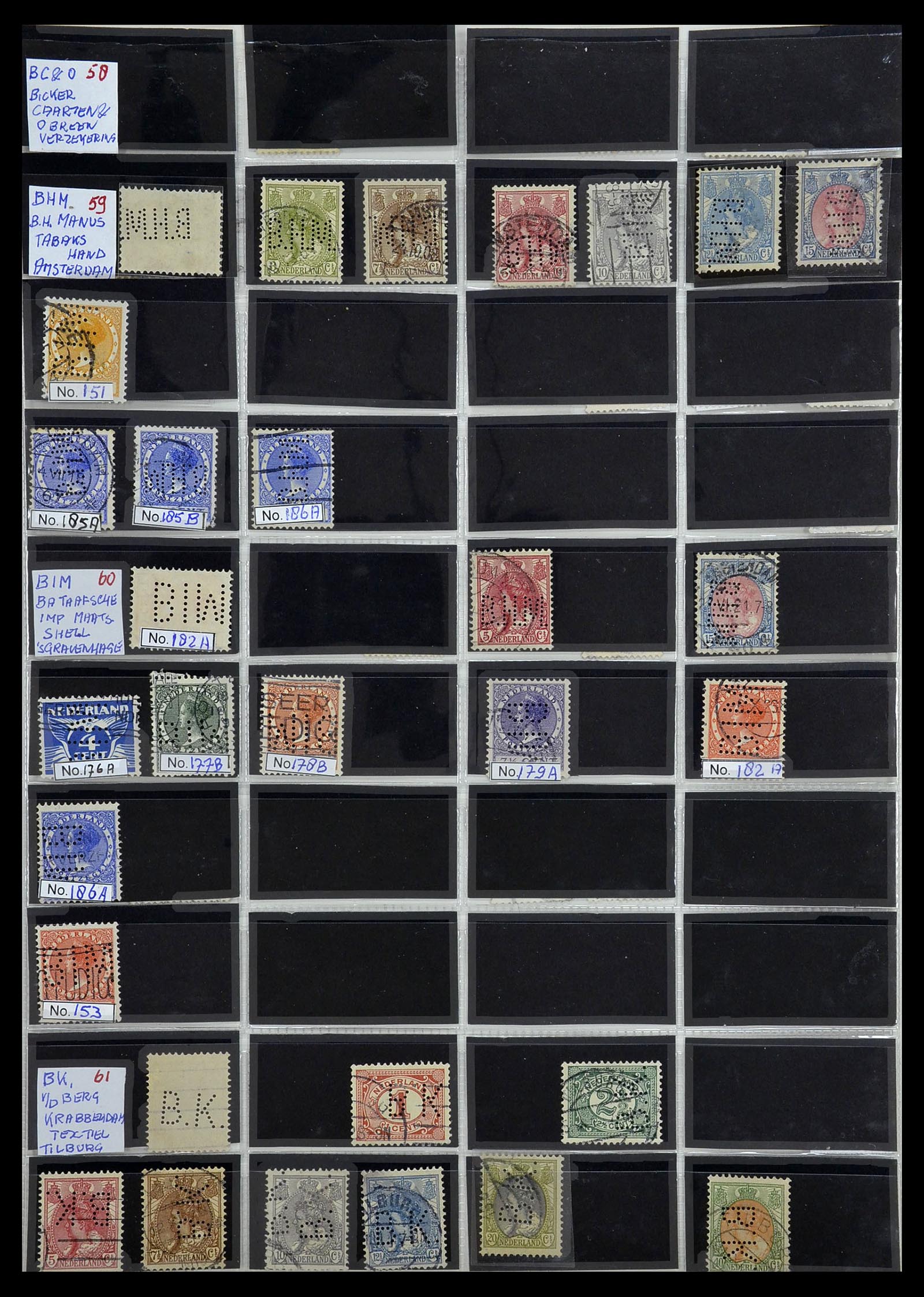 34390 036 - Stamp Collection 34390 Netherlands perfins 1872-1965.