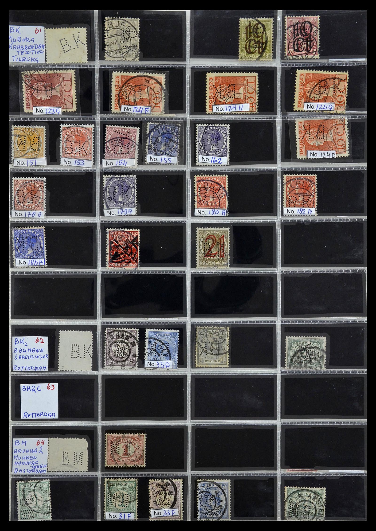 34390 037 - Stamp Collection 34390 Netherlands perfins 1872-1965.