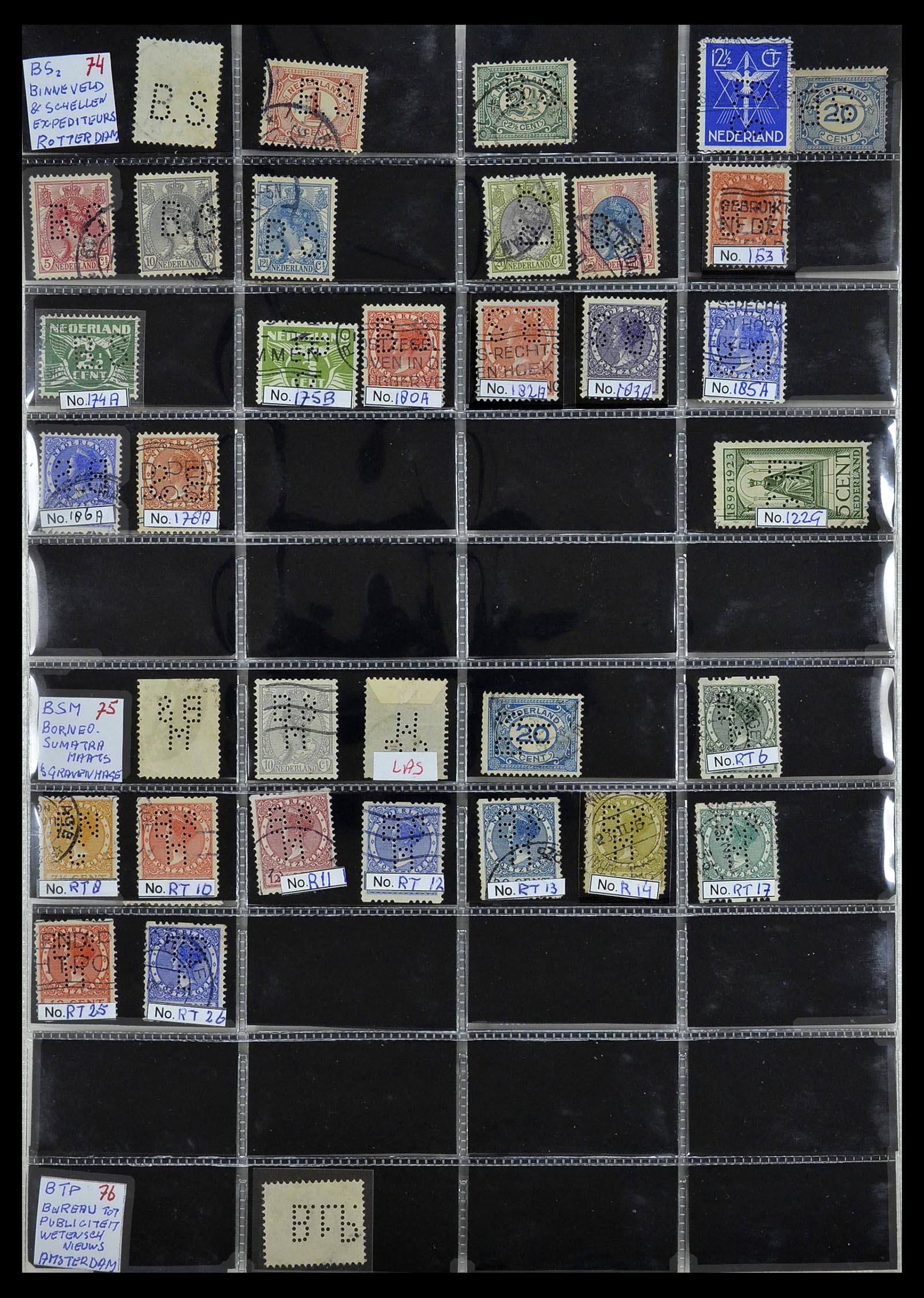 34390 044 - Stamp Collection 34390 Netherlands perfins 1872-1965.