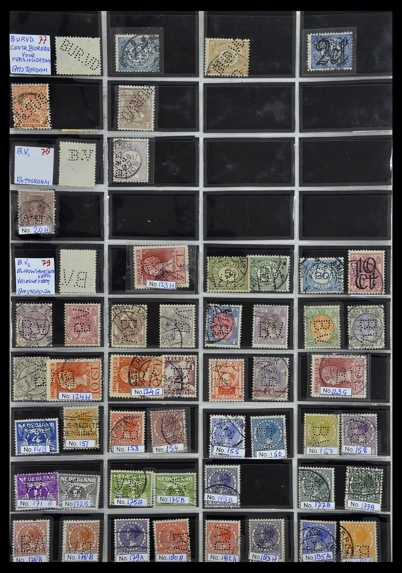 34390 045 - Stamp Collection 34390 Netherlands perfins 1872-1965.