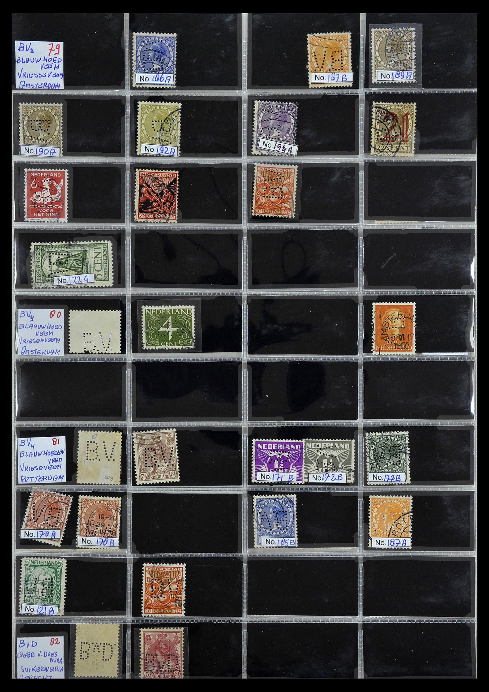 34390 046 - Postzegelverzameling 34390 Nederland firmaperforaties 1872-1965.
