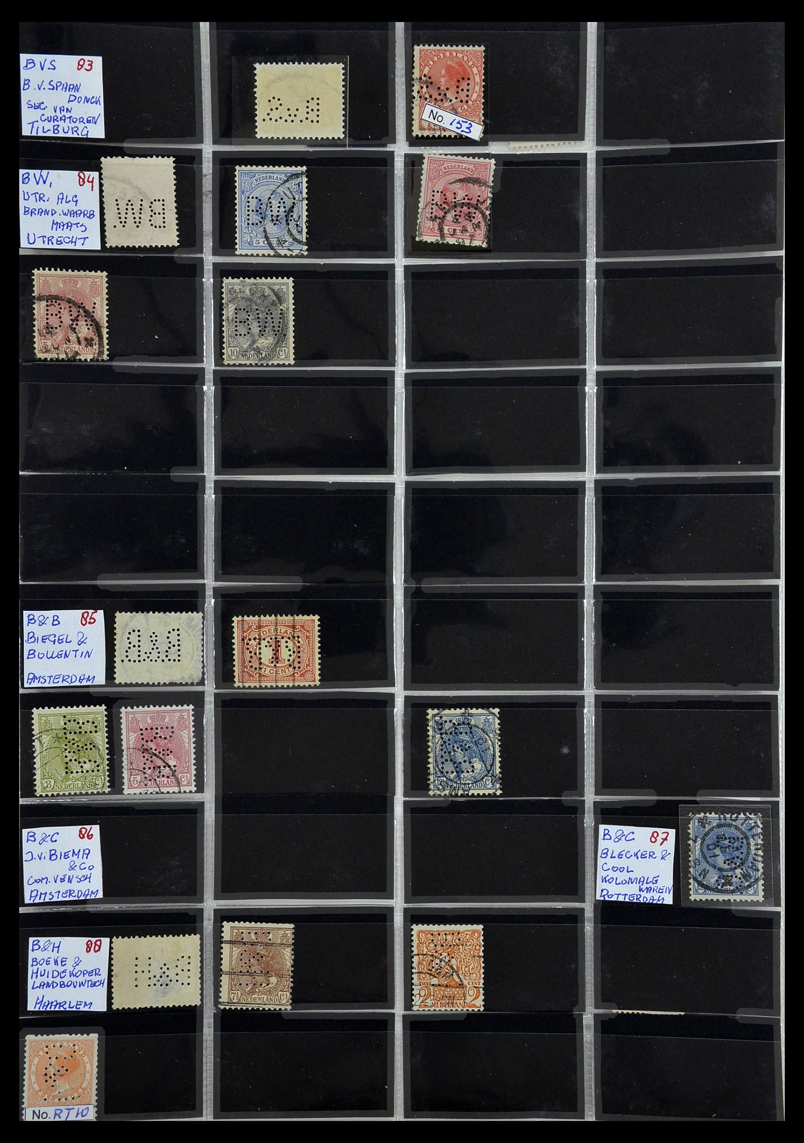 34390 047 - Postzegelverzameling 34390 Nederland firmaperforaties 1872-1965.