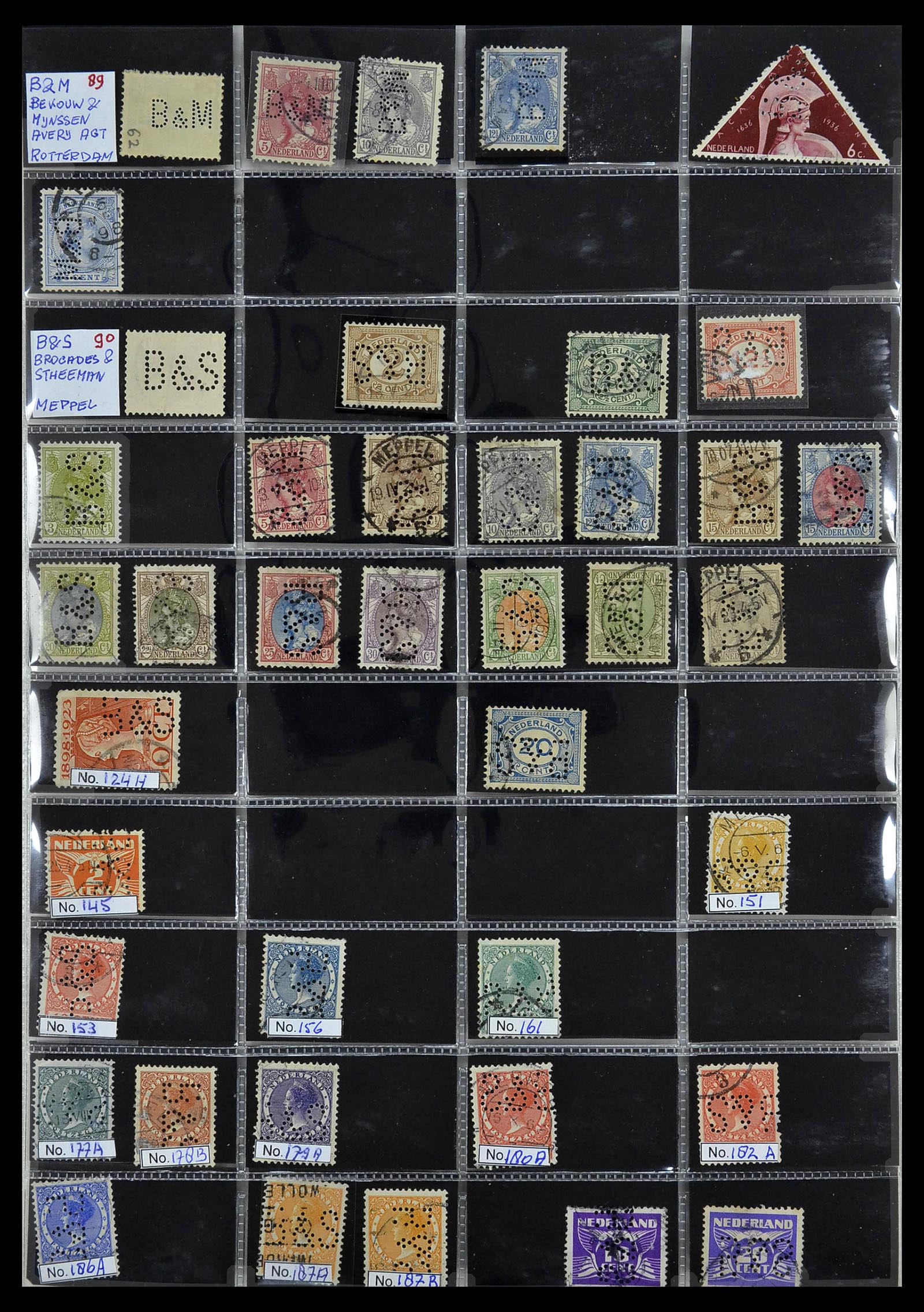 34390 048 - Stamp Collection 34390 Netherlands perfins 1872-1965.