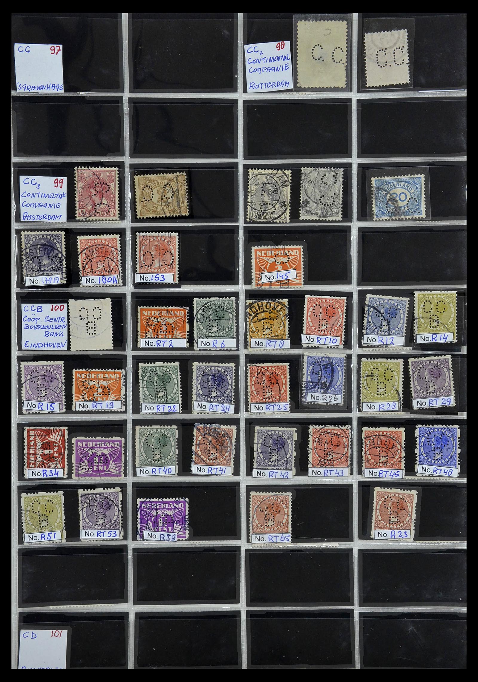 34390 051 - Stamp Collection 34390 Netherlands perfins 1872-1965.