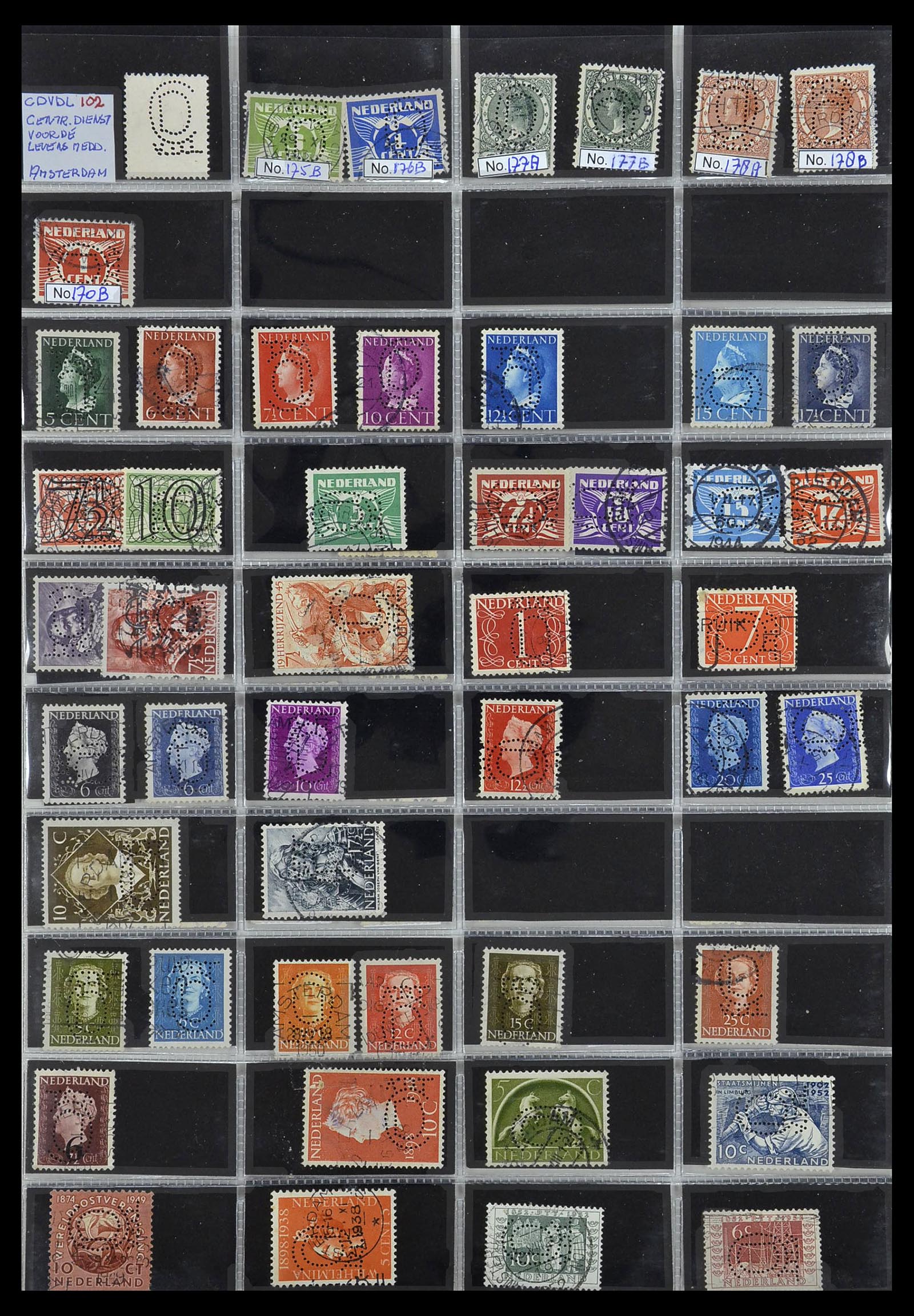 34390 052 - Stamp Collection 34390 Netherlands perfins 1872-1965.