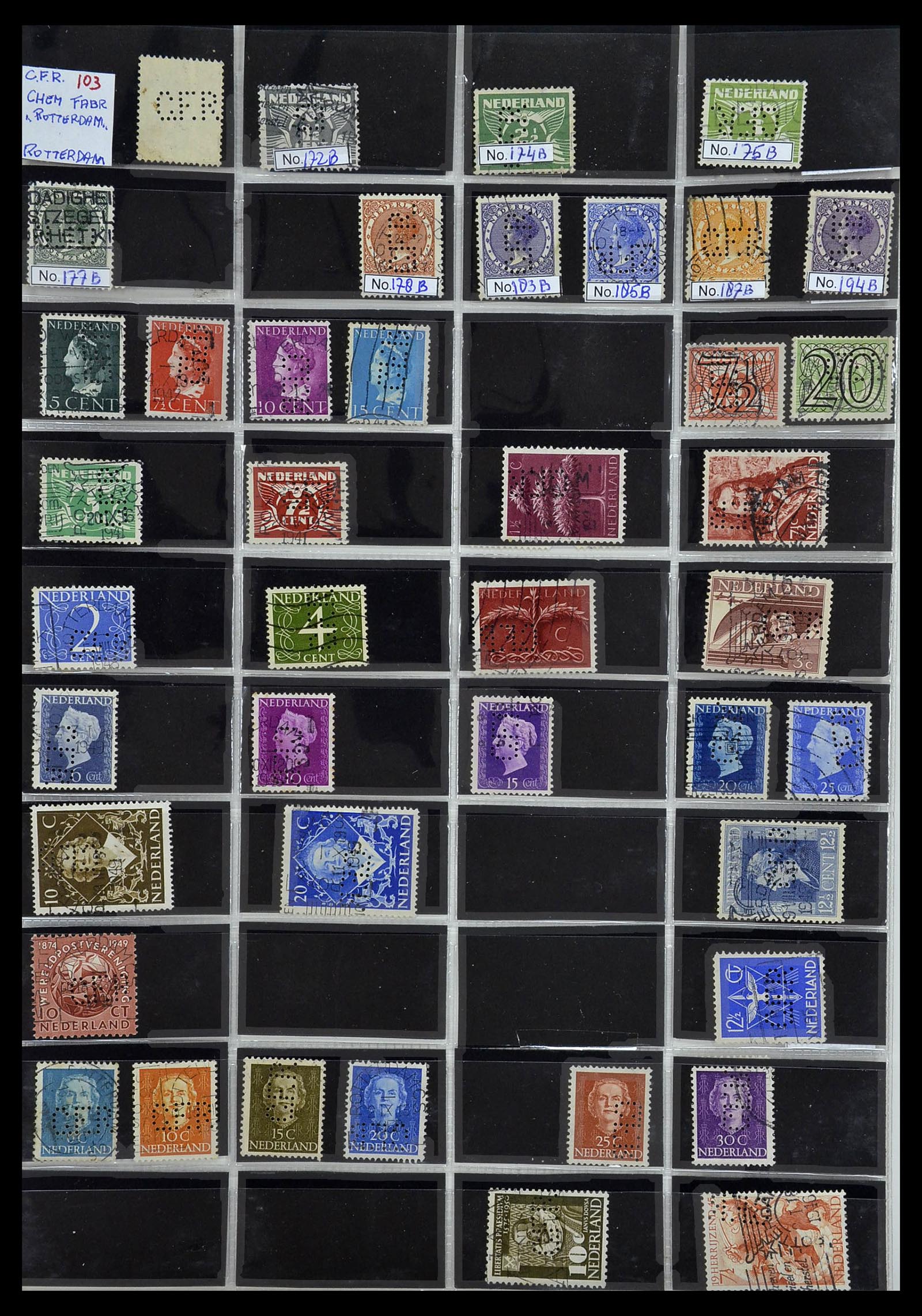 34390 053 - Stamp Collection 34390 Netherlands perfins 1872-1965.