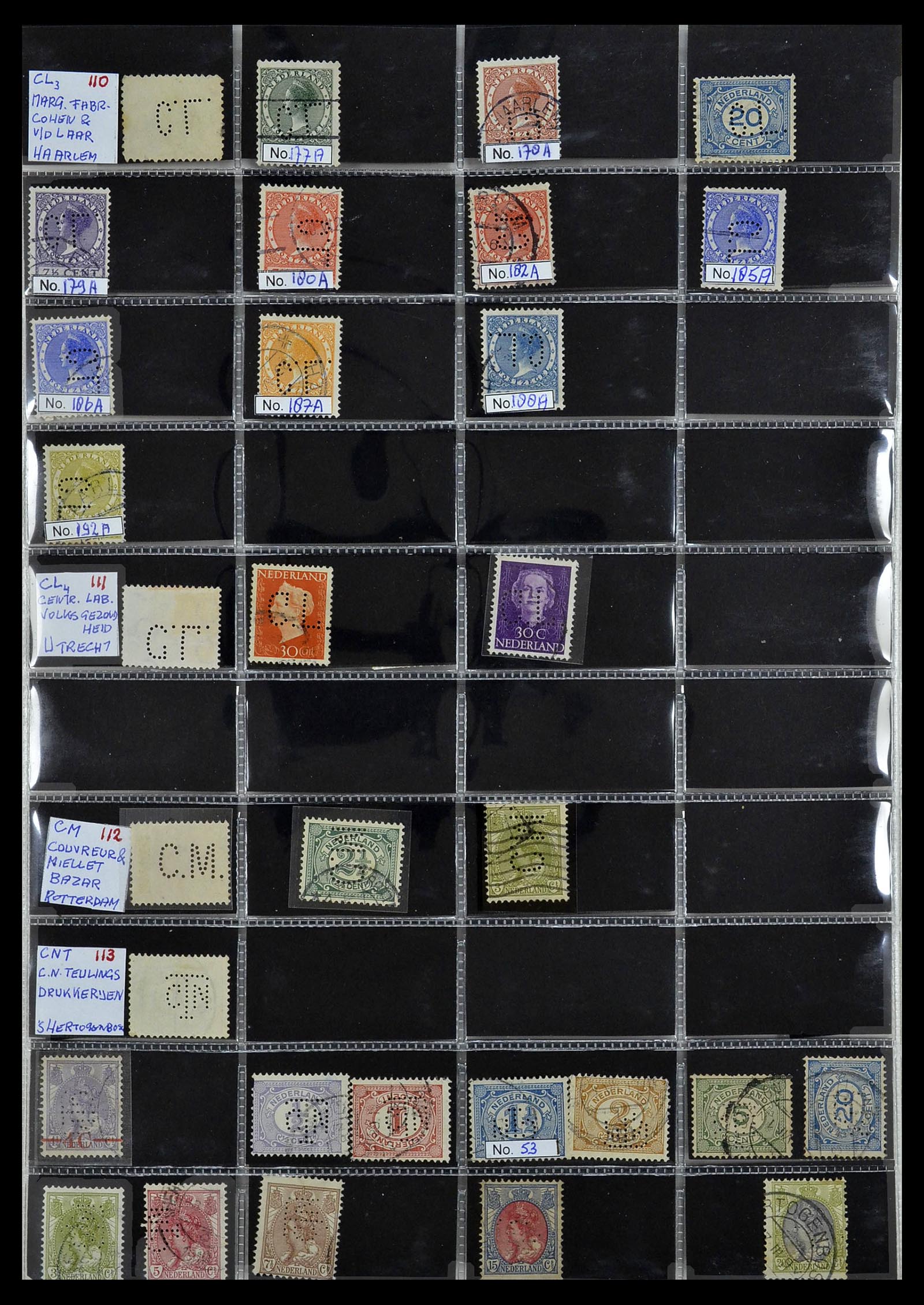 34390 056 - Stamp Collection 34390 Netherlands perfins 1872-1965.