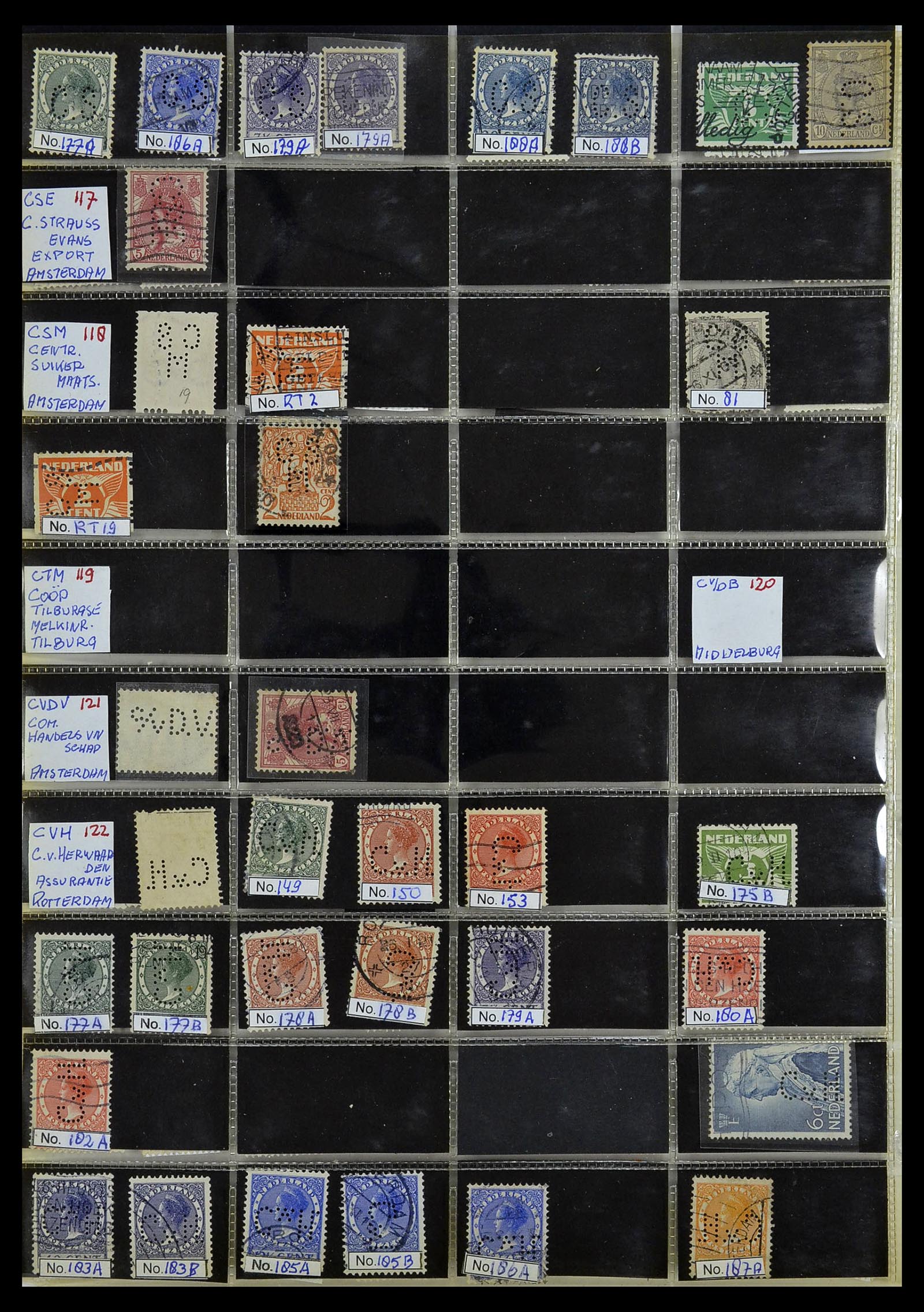 34390 058 - Stamp Collection 34390 Netherlands perfins 1872-1965.
