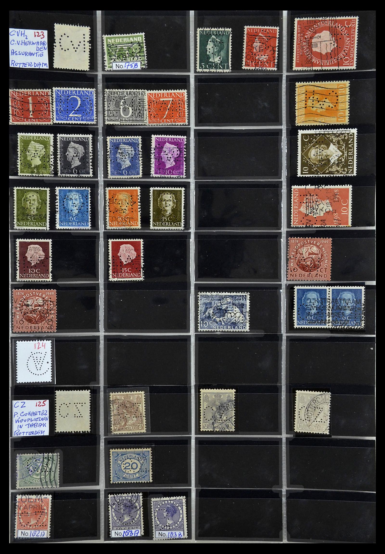 34390 059 - Stamp Collection 34390 Netherlands perfins 1872-1965.