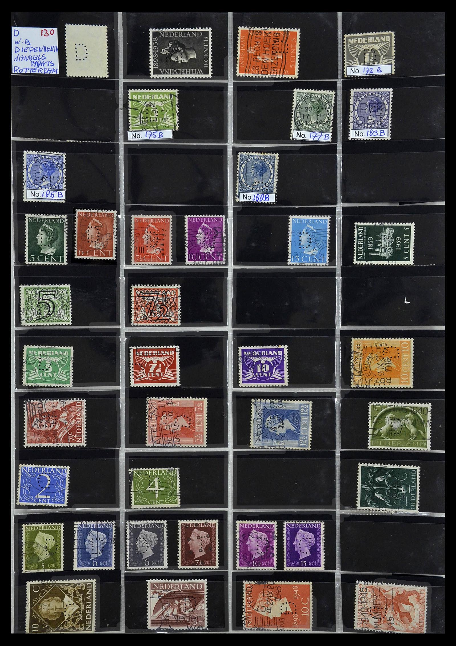 34390 061 - Stamp Collection 34390 Netherlands perfins 1872-1965.