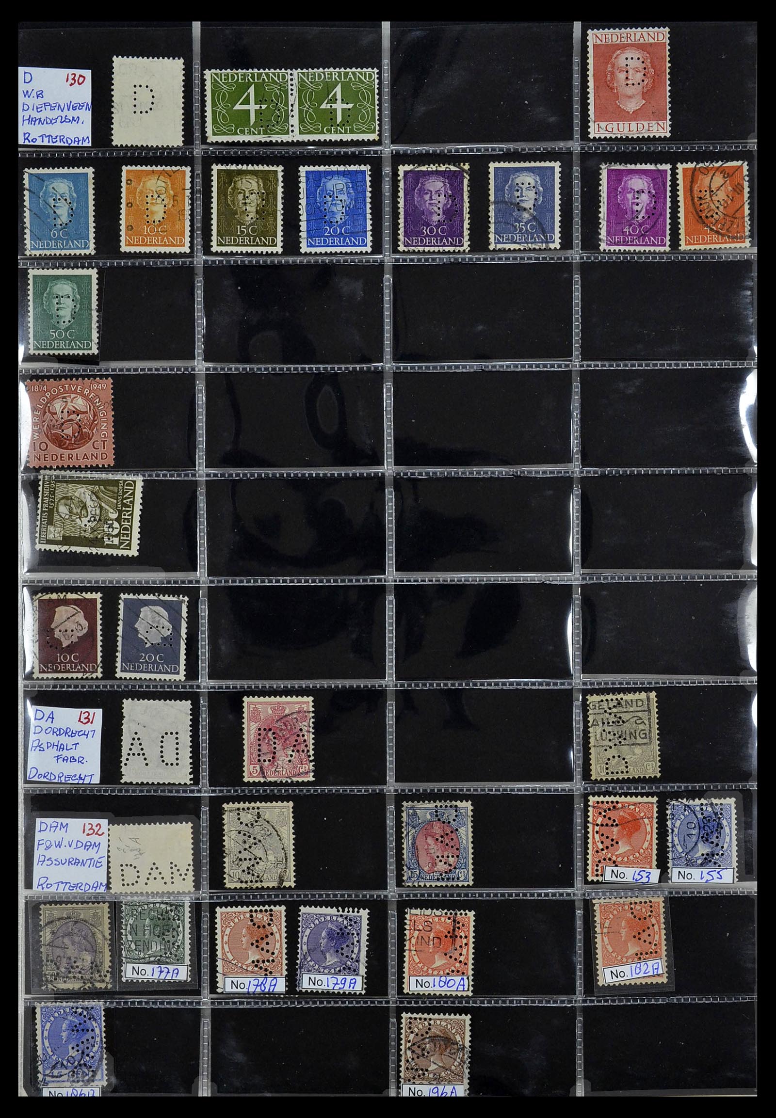 34390 062 - Stamp Collection 34390 Netherlands perfins 1872-1965.