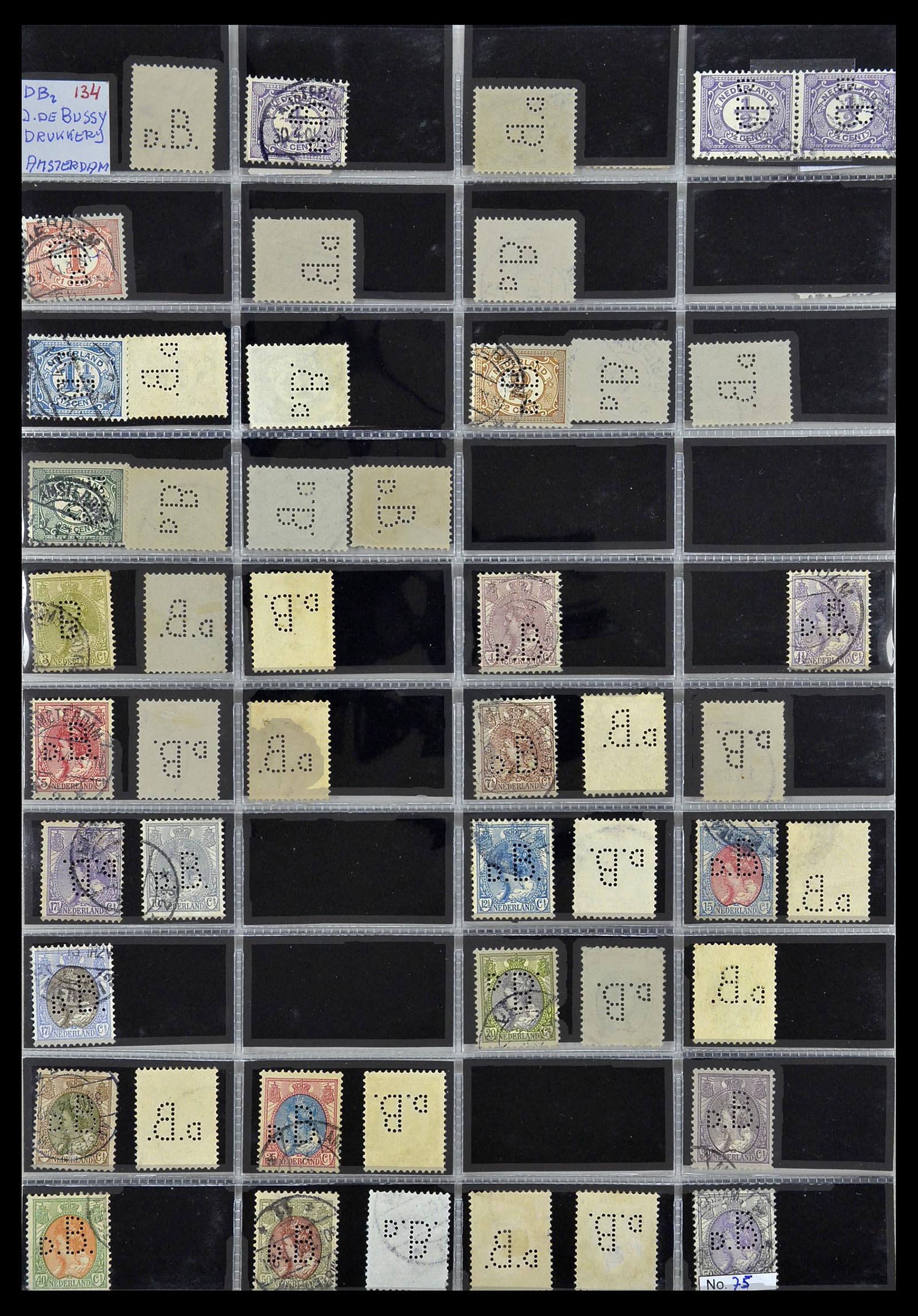 34390 064 - Stamp Collection 34390 Netherlands perfins 1872-1965.