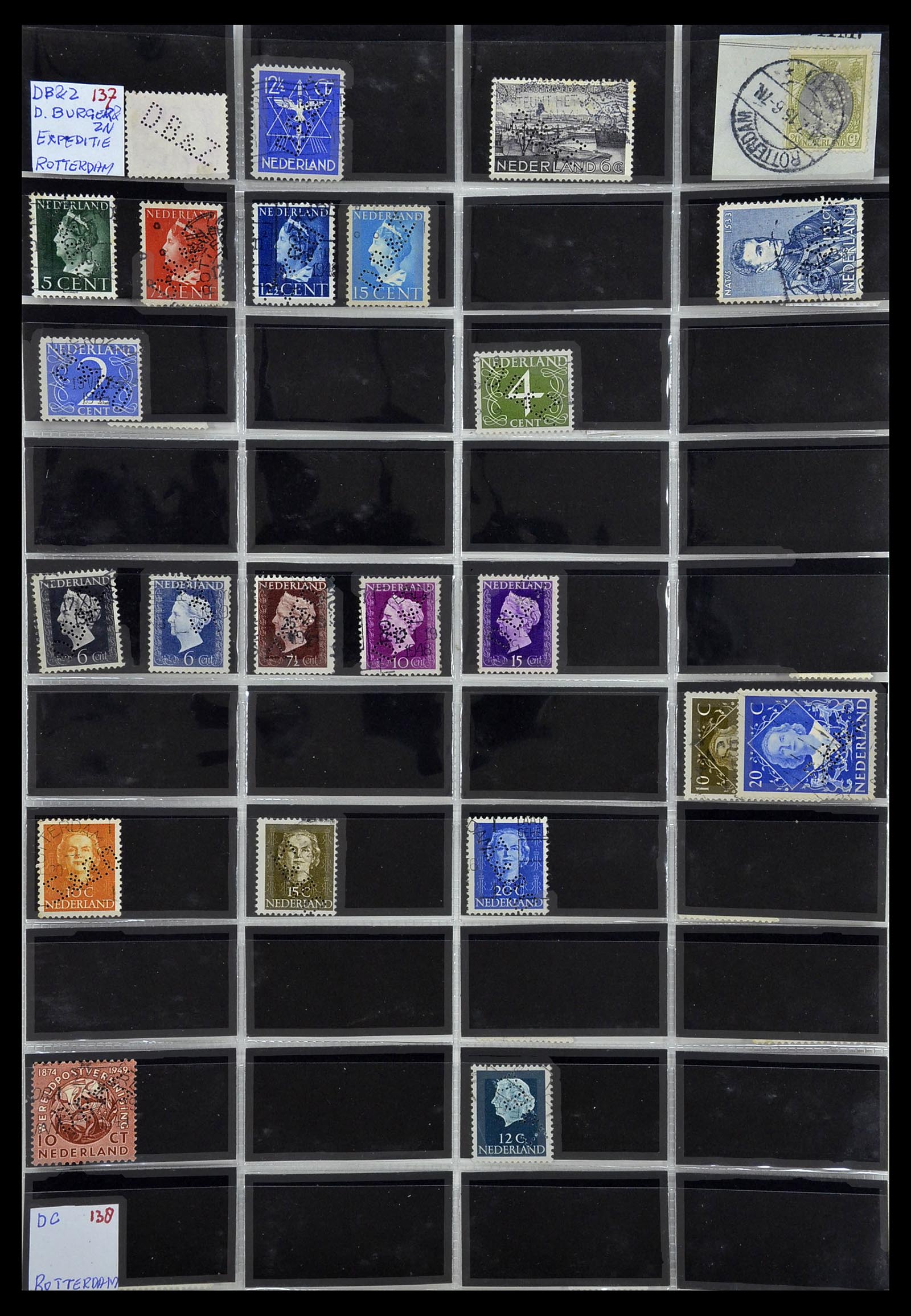 34390 067 - Stamp Collection 34390 Netherlands perfins 1872-1965.