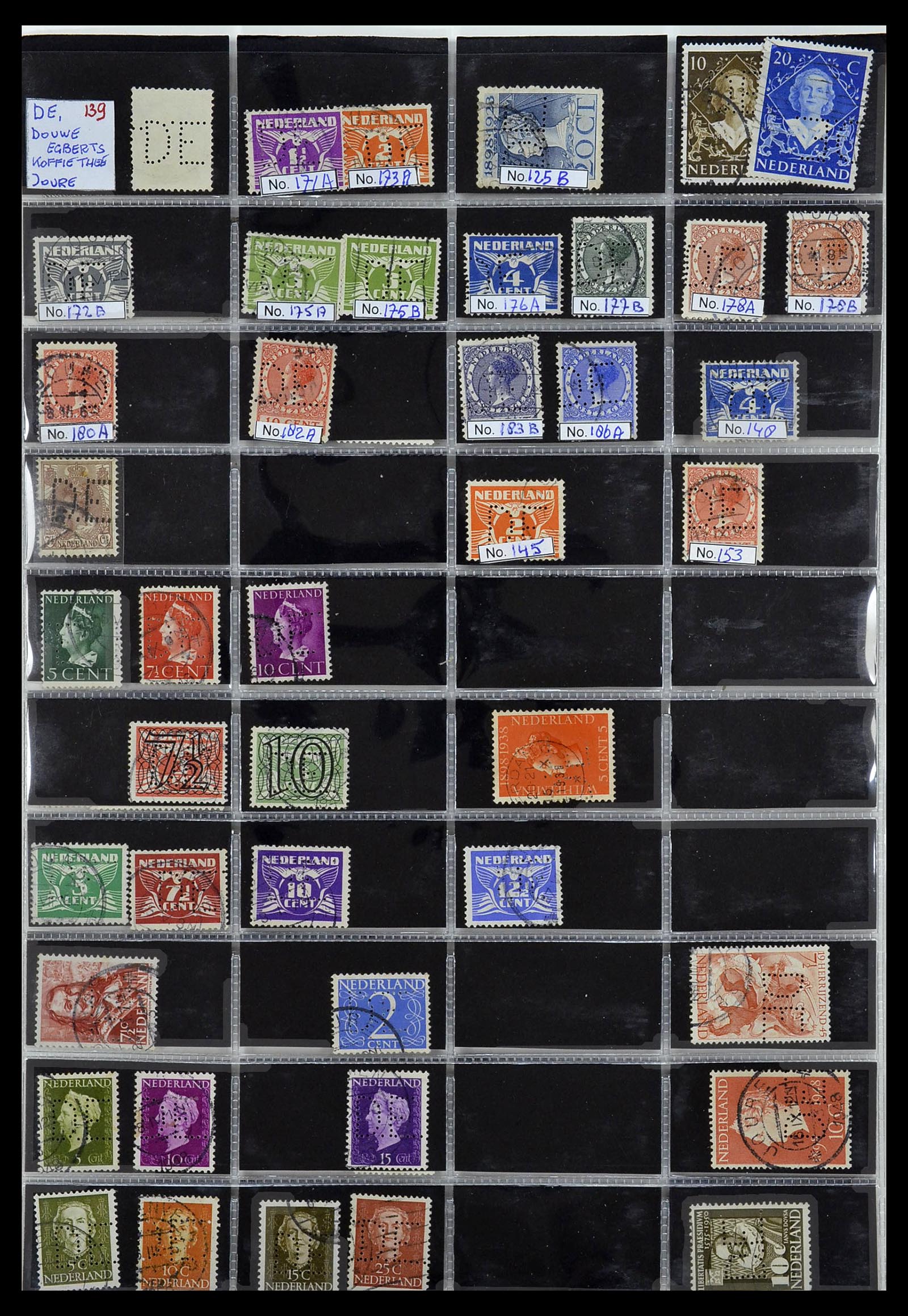 34390 068 - Stamp Collection 34390 Netherlands perfins 1872-1965.