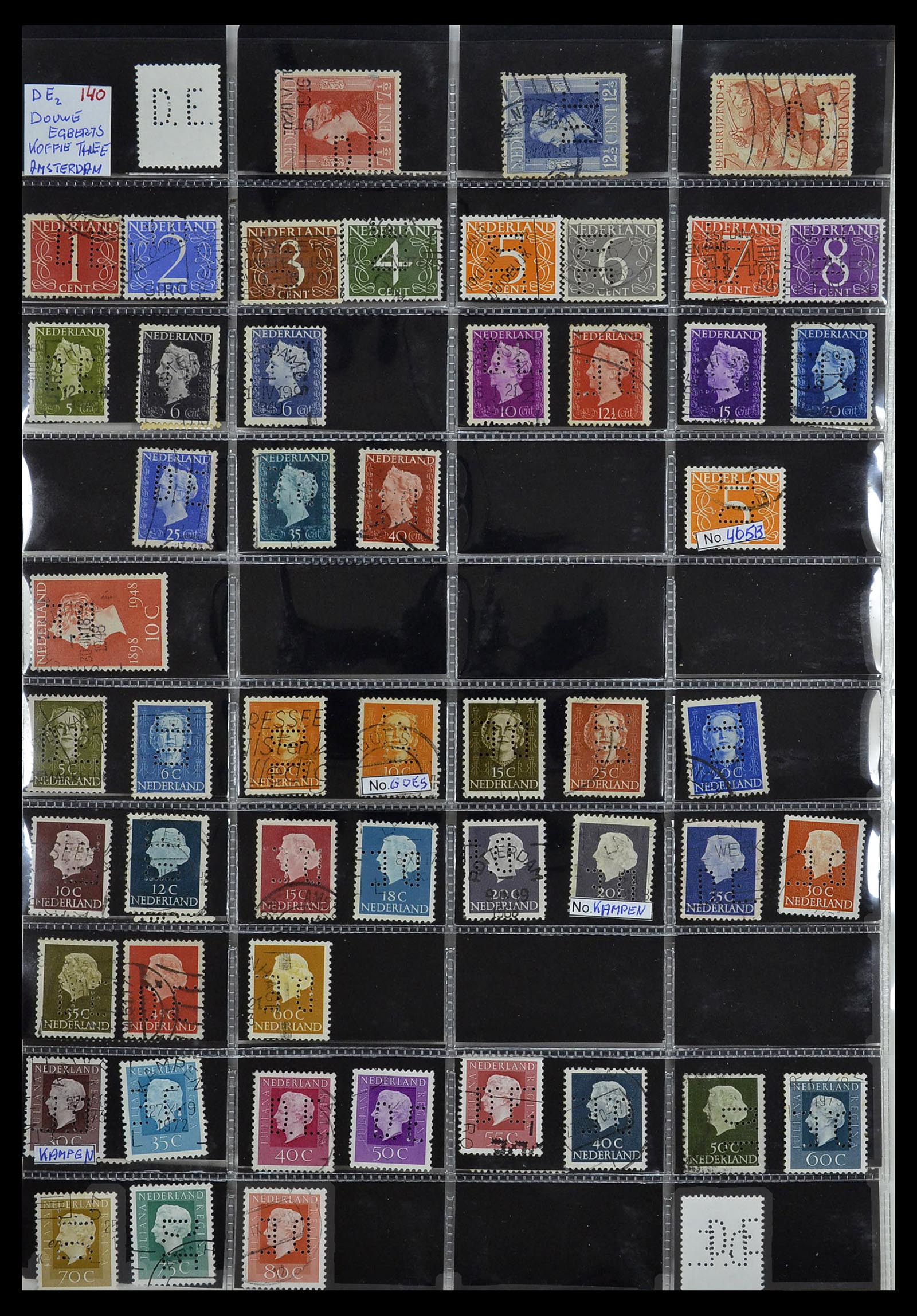 34390 070 - Stamp Collection 34390 Netherlands perfins 1872-1965.