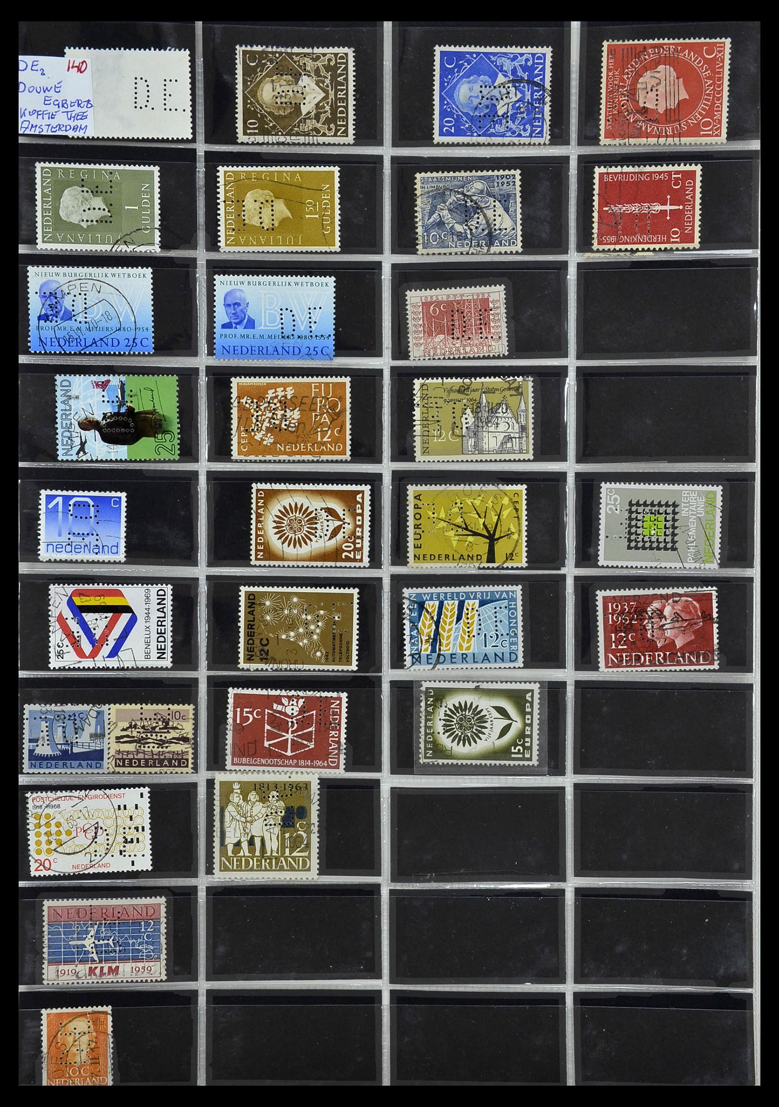 34390 071 - Stamp Collection 34390 Netherlands perfins 1872-1965.
