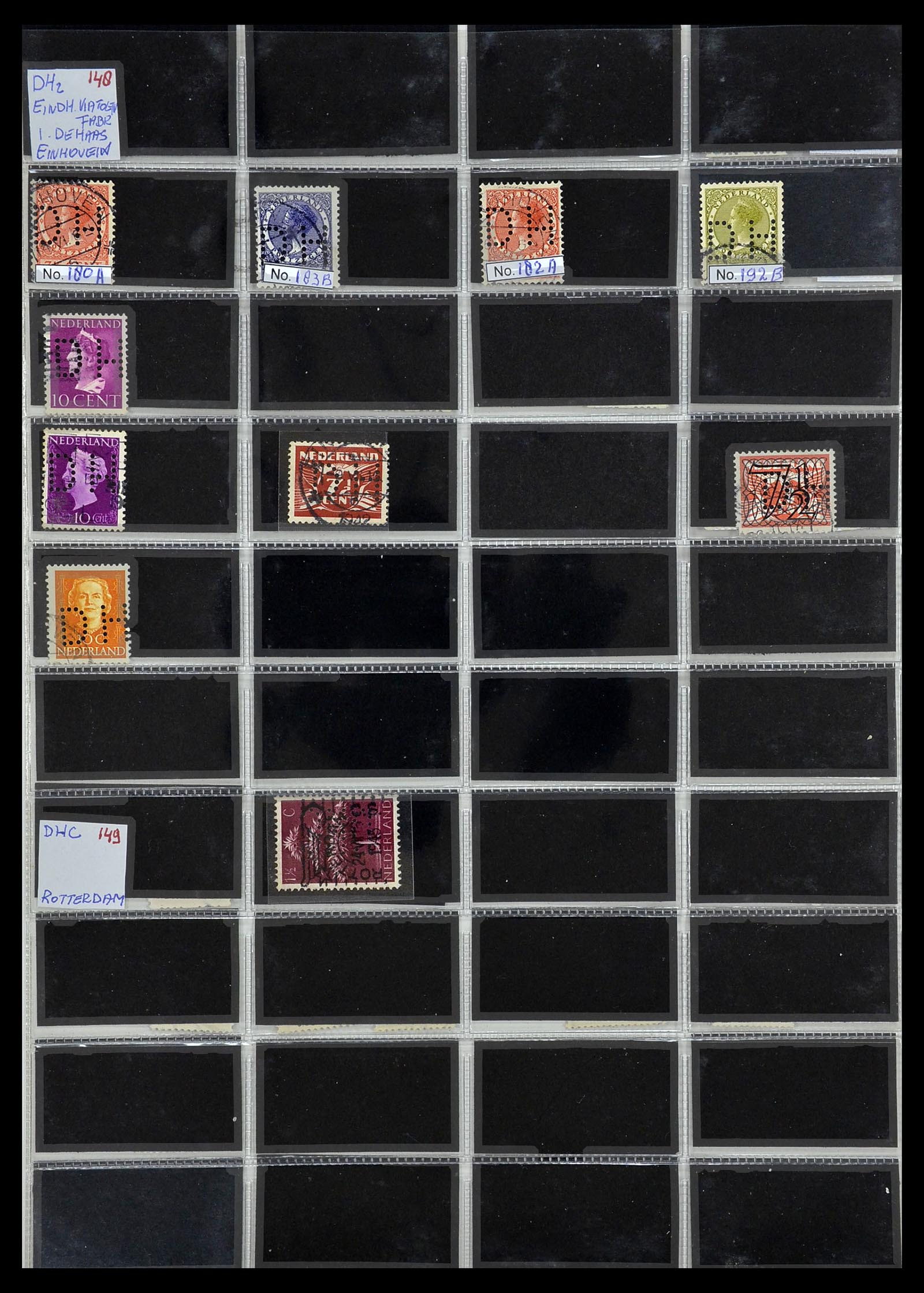 34390 074 - Stamp Collection 34390 Netherlands perfins 1872-1965.