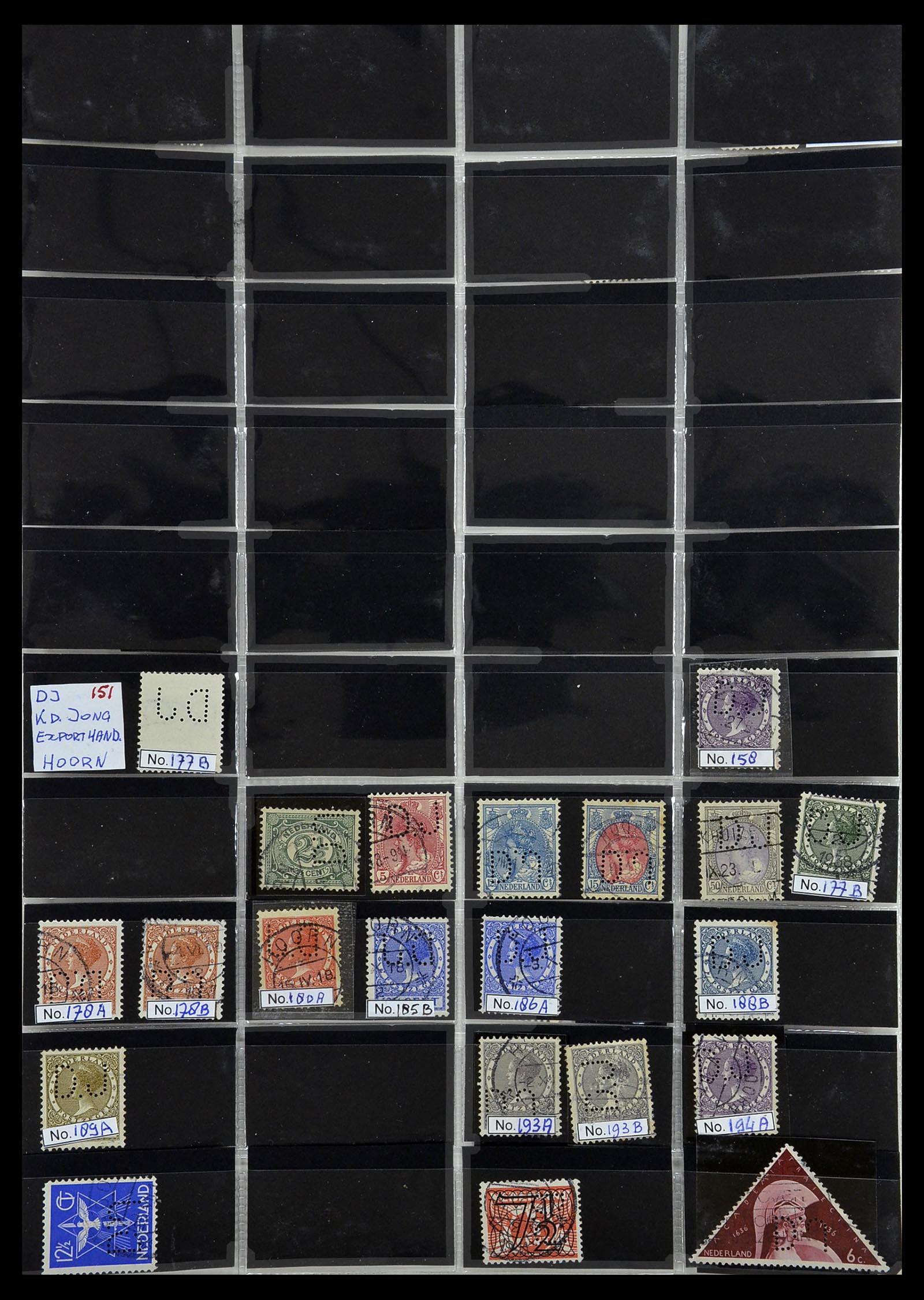 34390 076 - Stamp Collection 34390 Netherlands perfins 1872-1965.