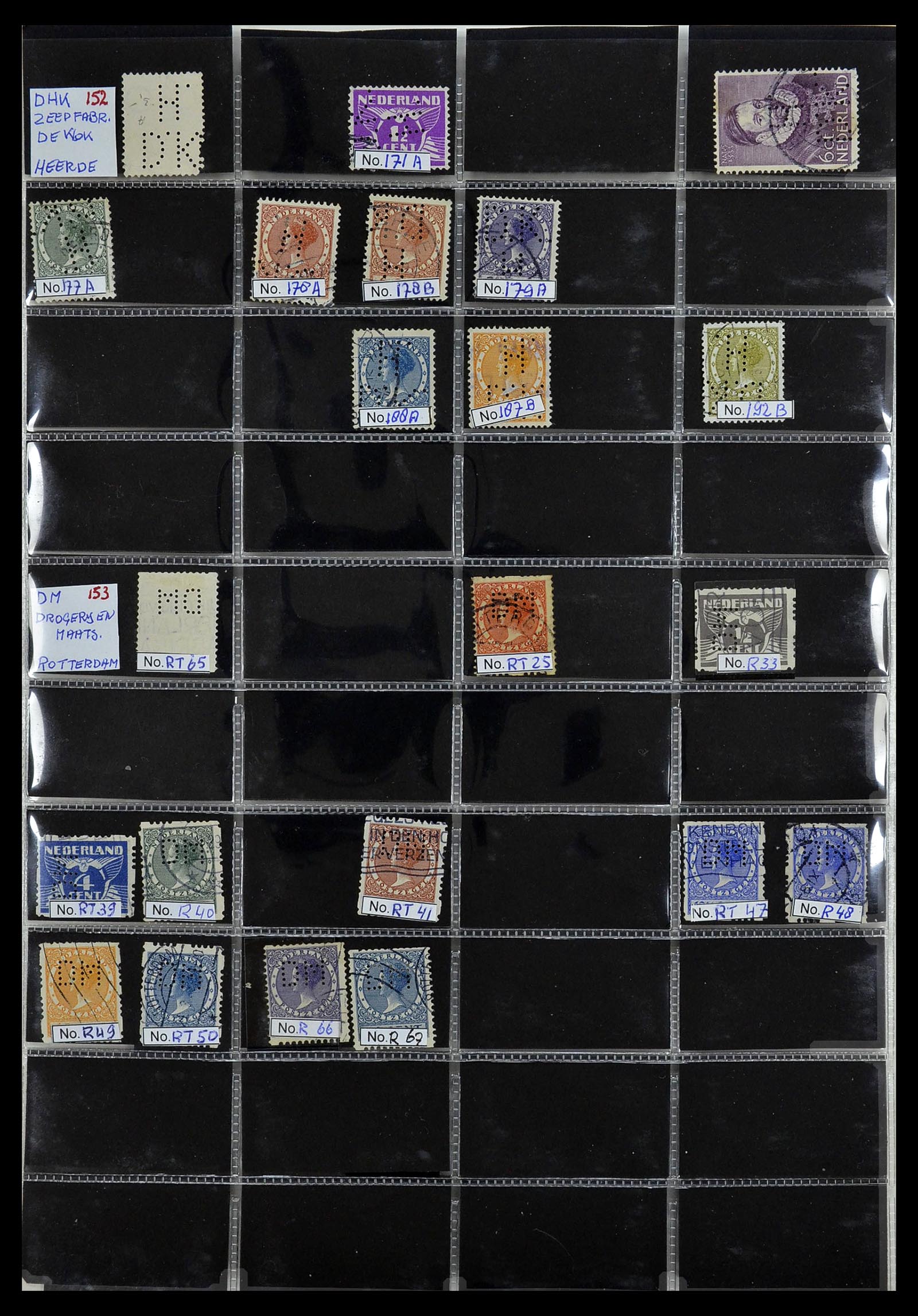 34390 077 - Stamp Collection 34390 Netherlands perfins 1872-1965.