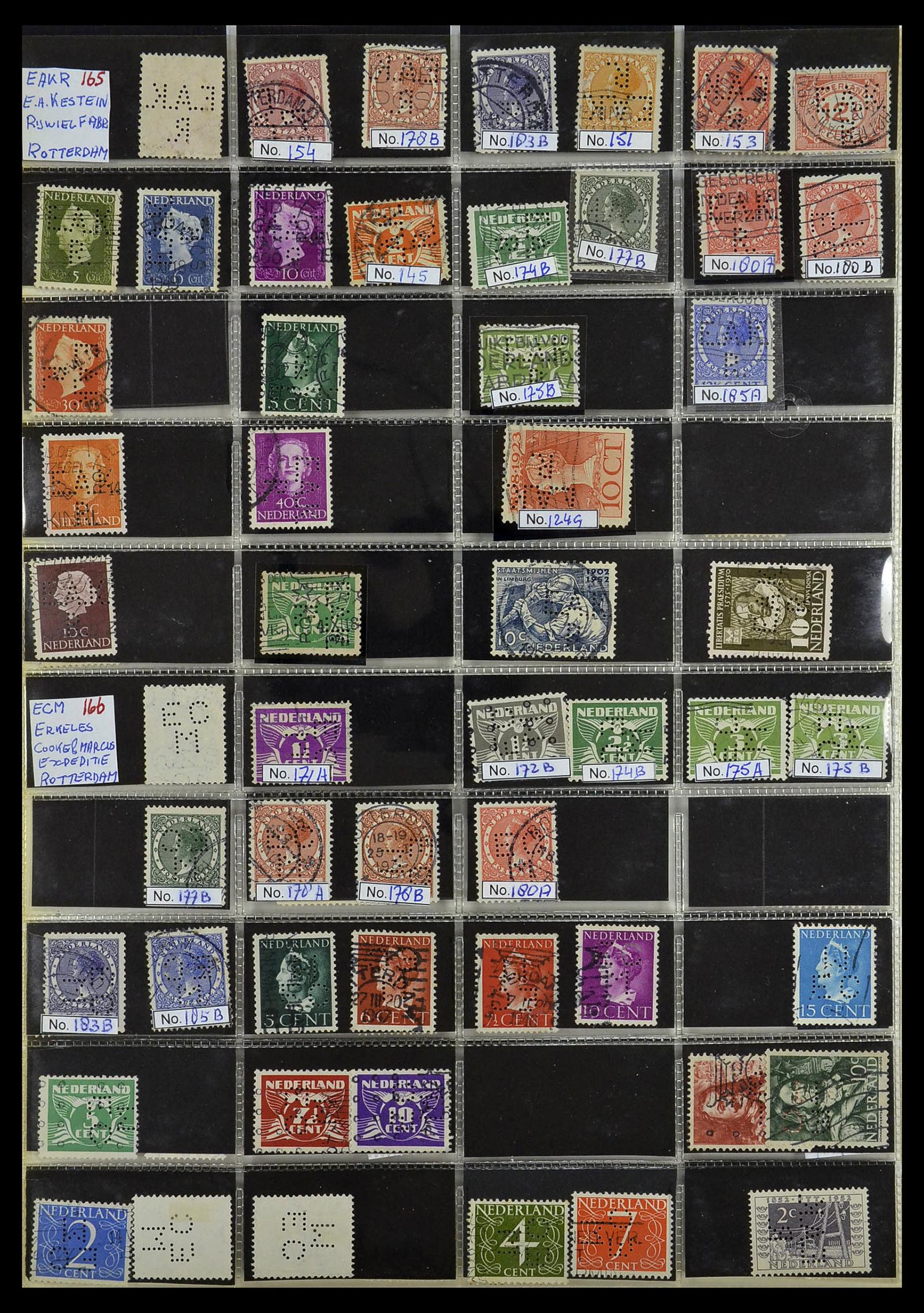 34390 083 - Stamp Collection 34390 Netherlands perfins 1872-1965.