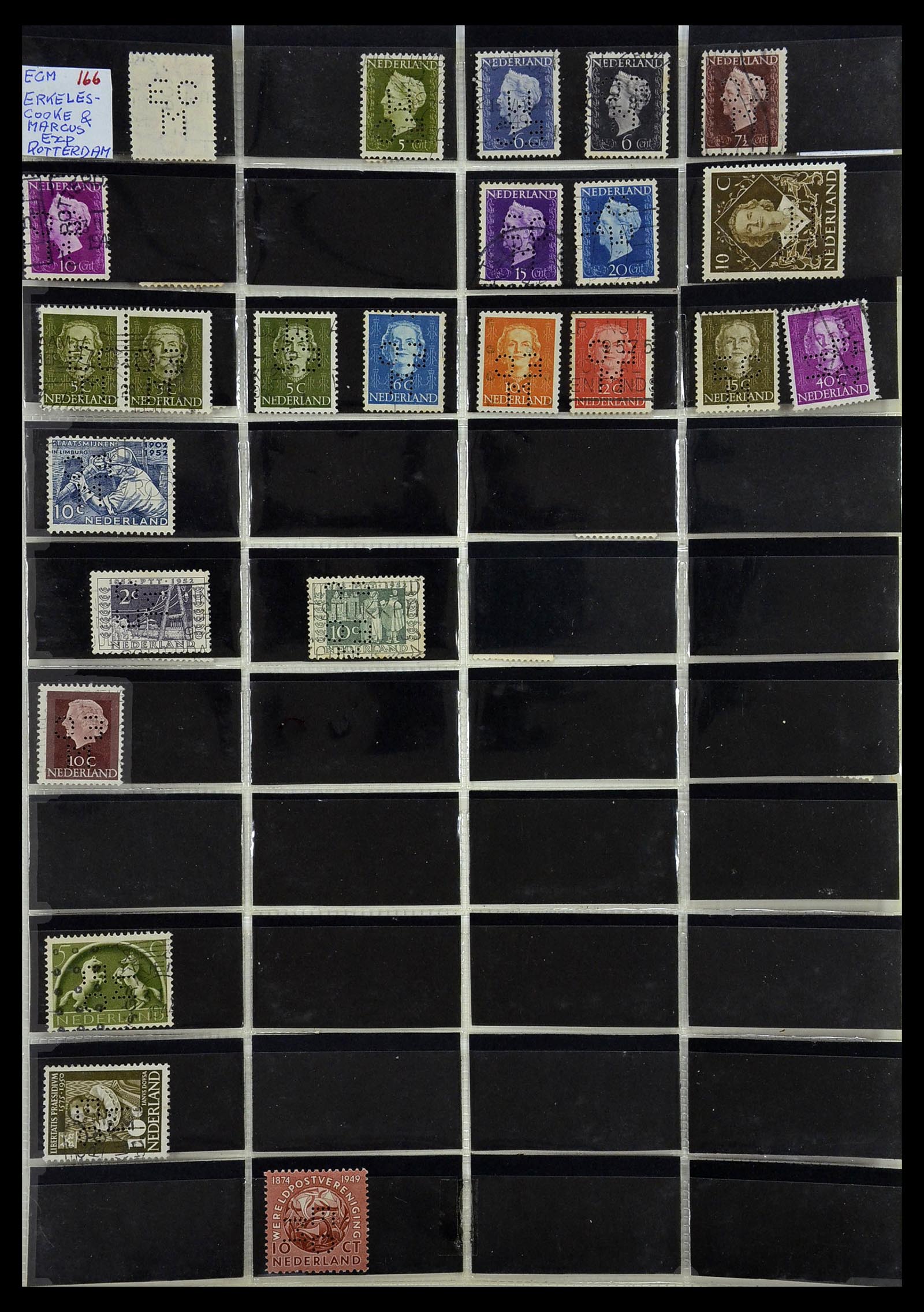 34390 084 - Stamp Collection 34390 Netherlands perfins 1872-1965.