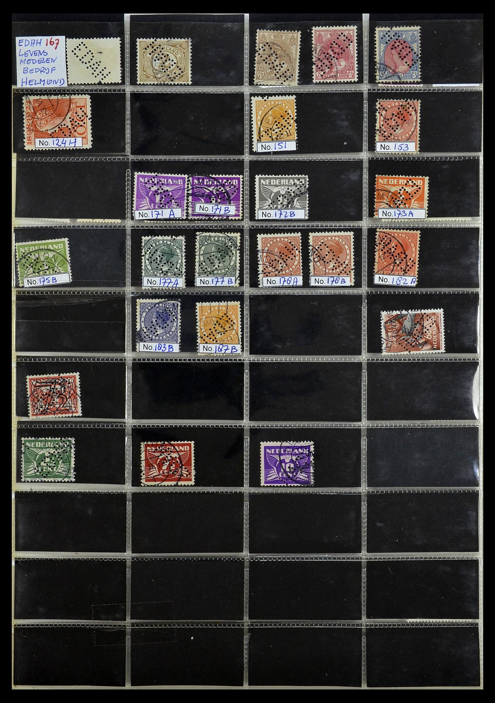 34390 085 - Stamp Collection 34390 Netherlands perfins 1872-1965.