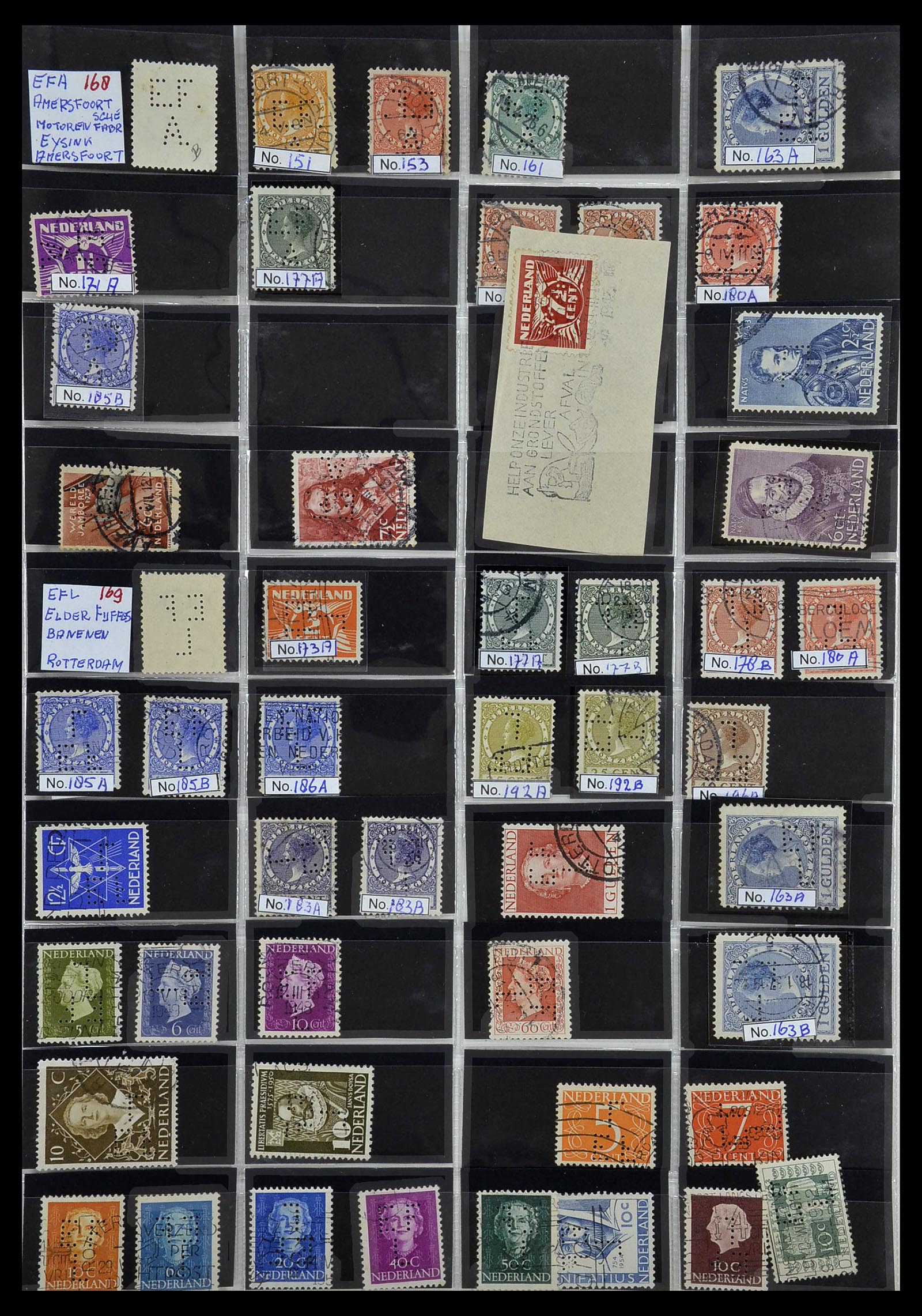 34390 086 - Stamp Collection 34390 Netherlands perfins 1872-1965.