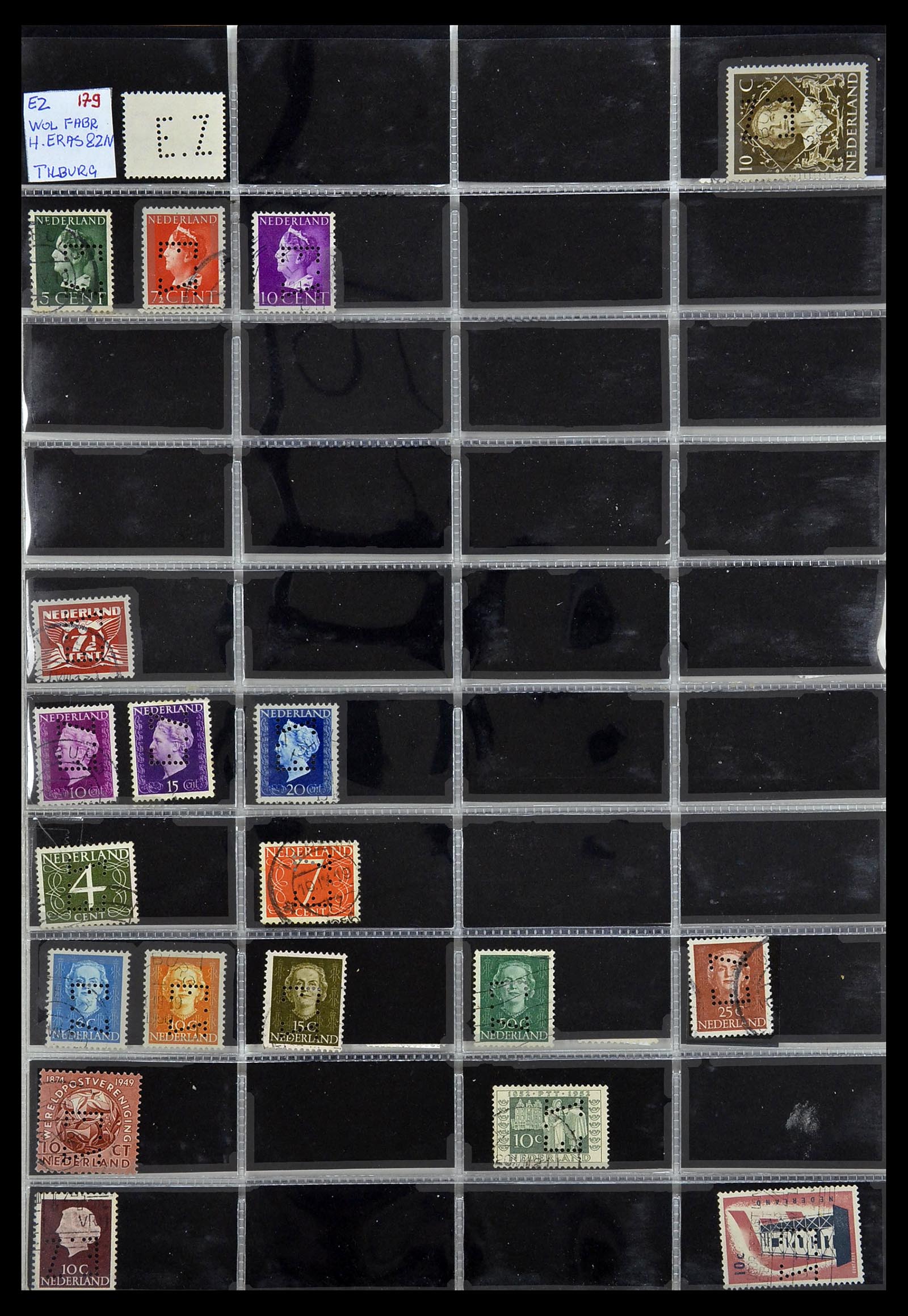 34390 091 - Stamp Collection 34390 Netherlands perfins 1872-1965.