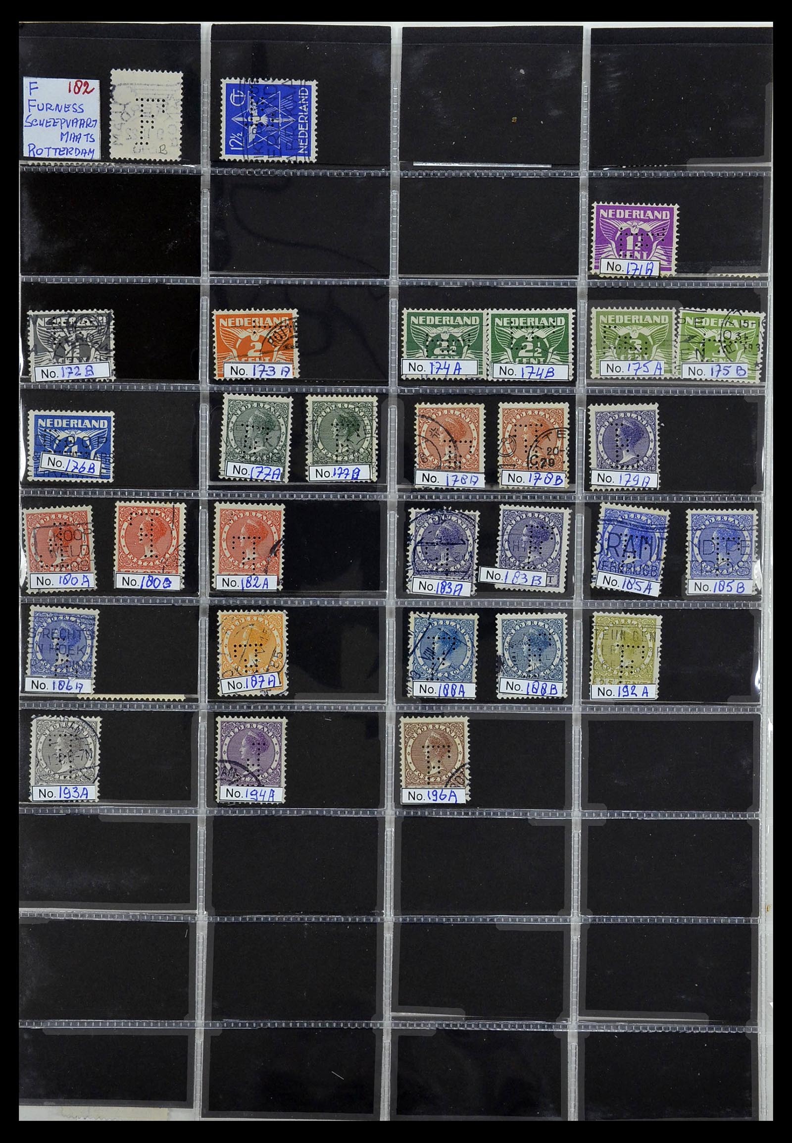 34390 093 - Stamp Collection 34390 Netherlands perfins 1872-1965.
