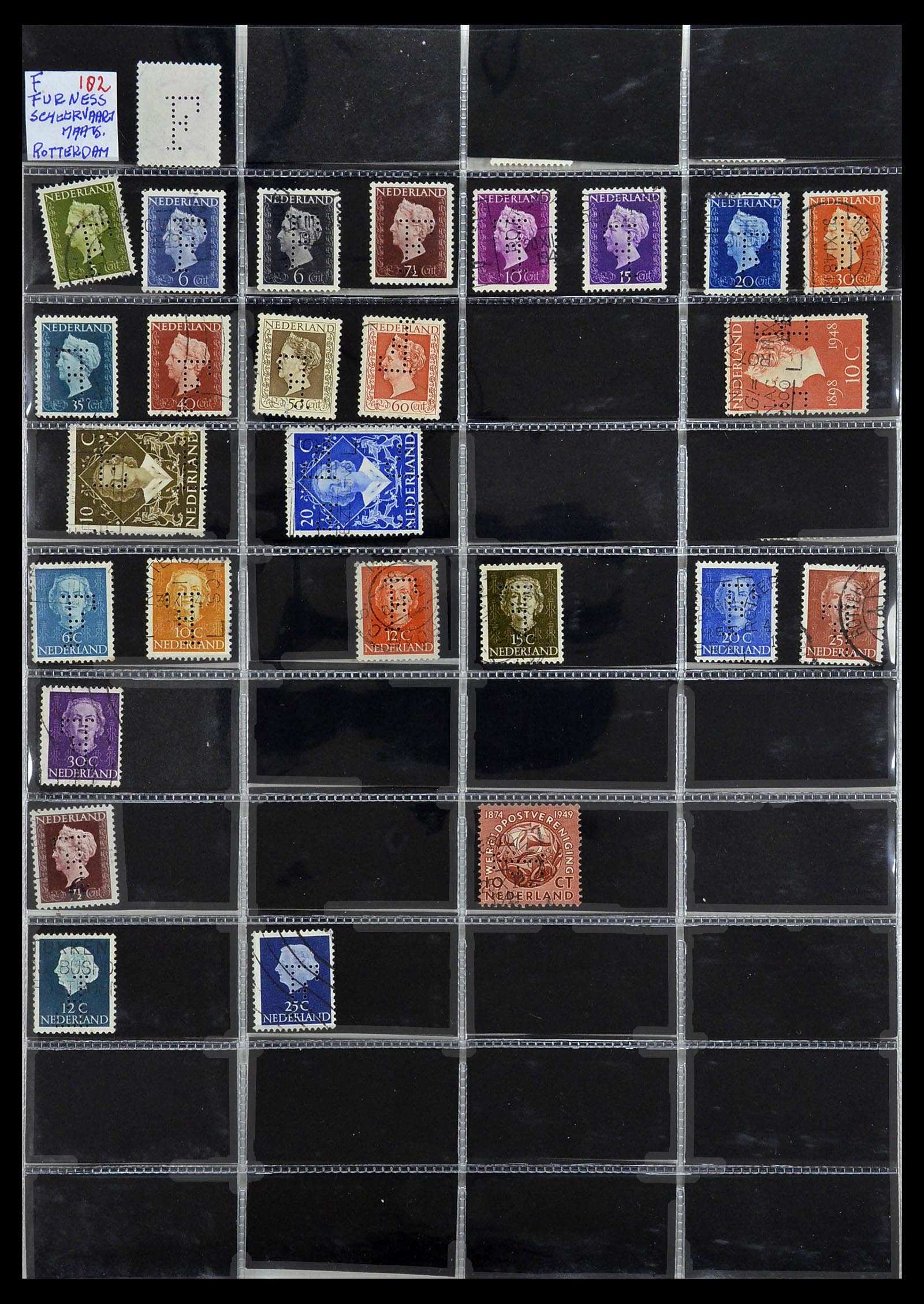 34390 095 - Stamp Collection 34390 Netherlands perfins 1872-1965.