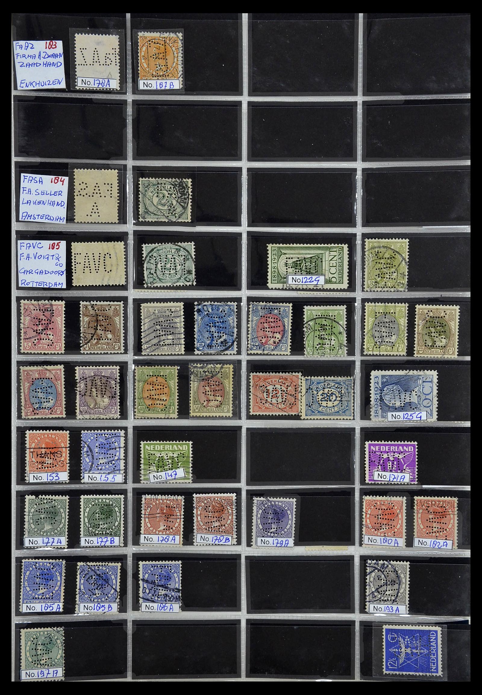 34390 096 - Stamp Collection 34390 Netherlands perfins 1872-1965.