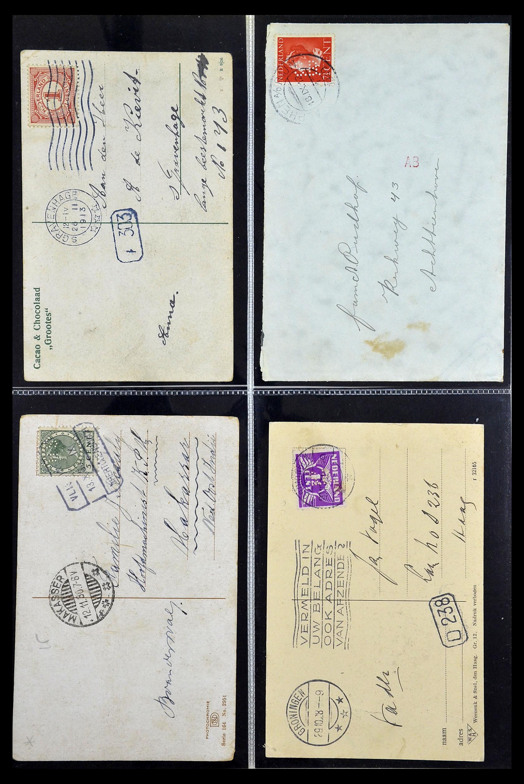 34390 604 - Stamp Collection 34390 Netherlands perfins 1872-1965.