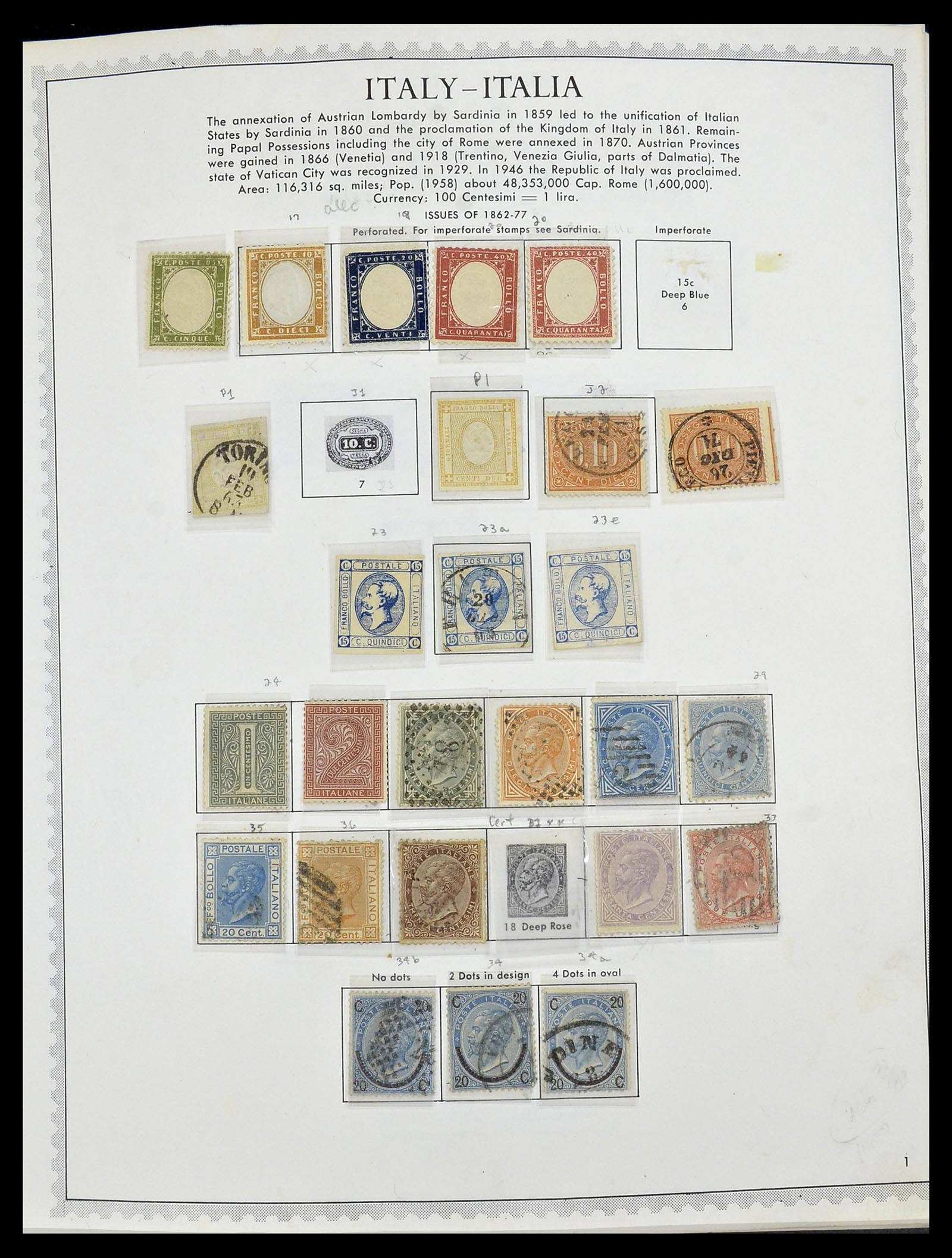 34401 017 - Postzegelverzameling 34401 Italië en gebieden 1850-1990.