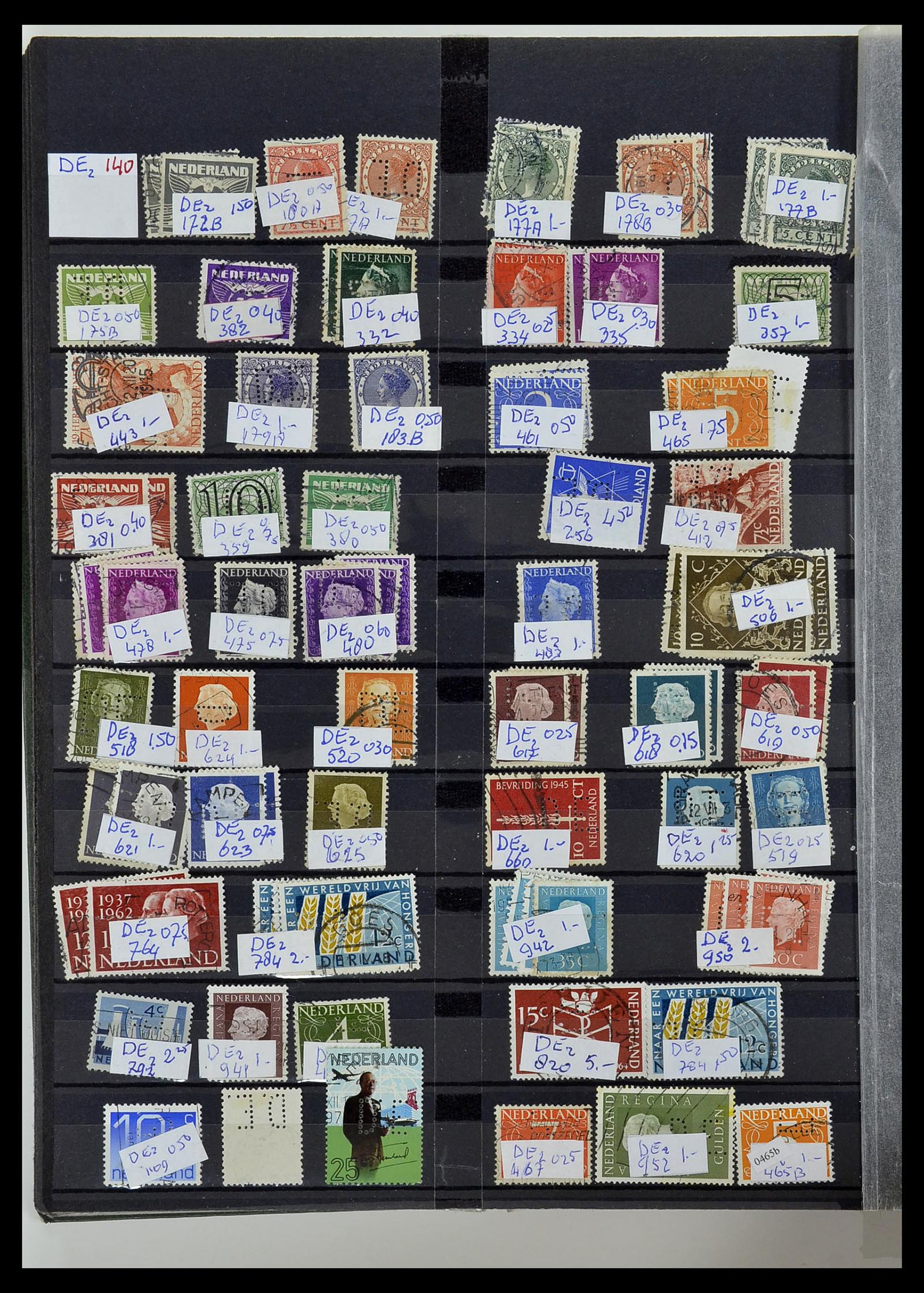 34407 026 - Stamp Collection 34407 Netherlands perfins 1872-1980.