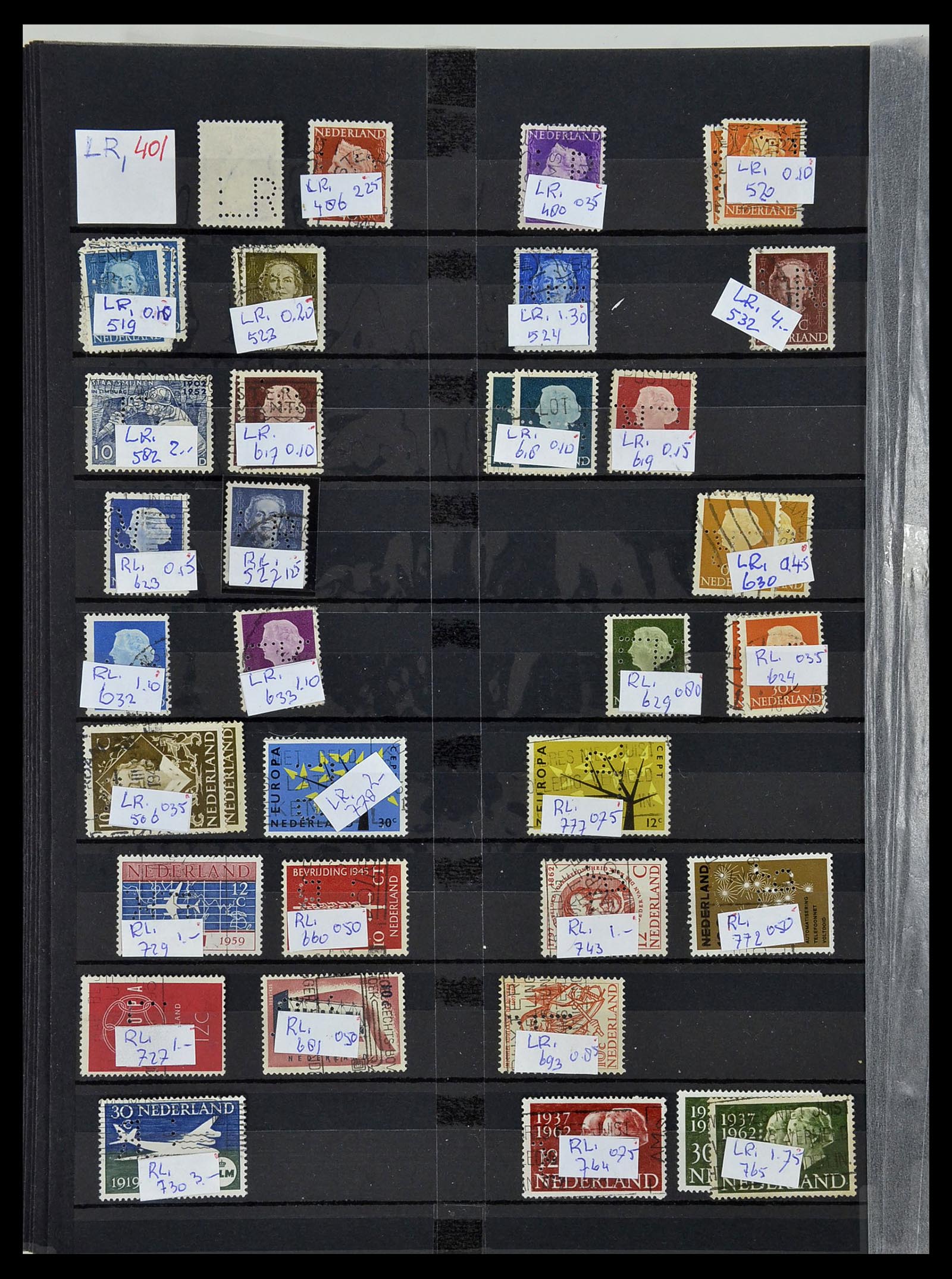 34407 074 - Stamp Collection 34407 Netherlands perfins 1872-1980.