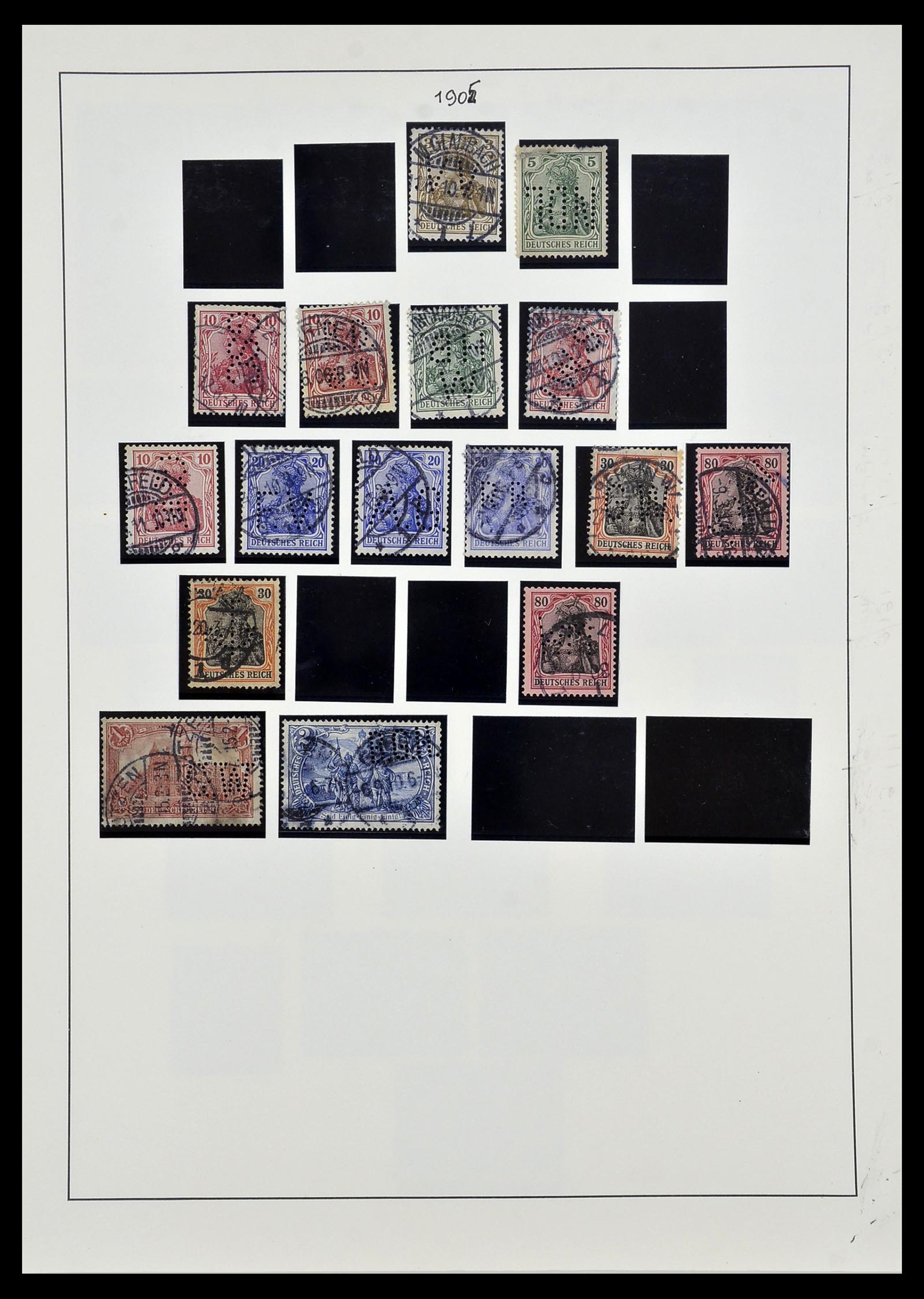 34409 004 - Stamp Collection 34409 German Reich perfins.