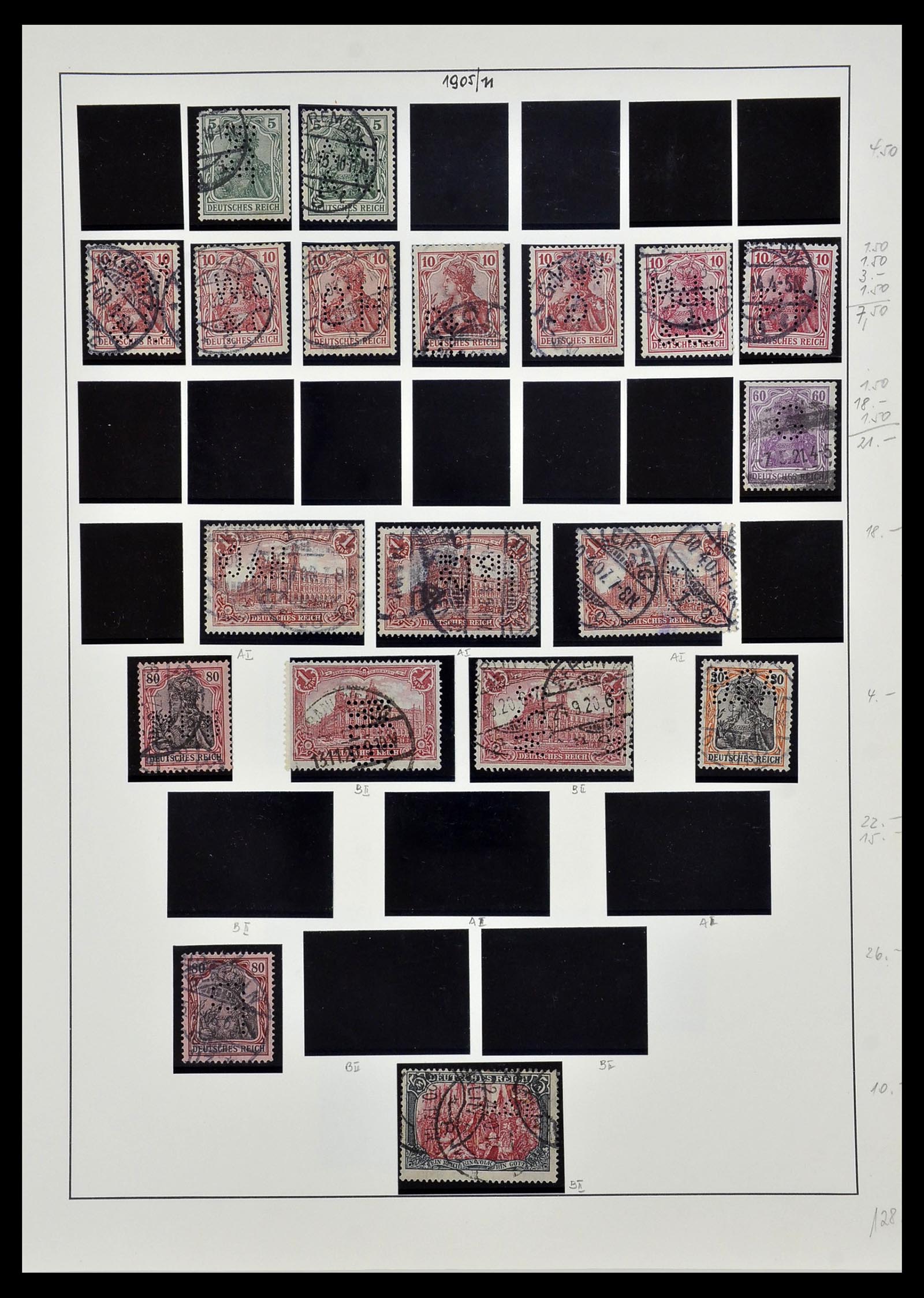 34409 005 - Stamp Collection 34409 German Reich perfins.