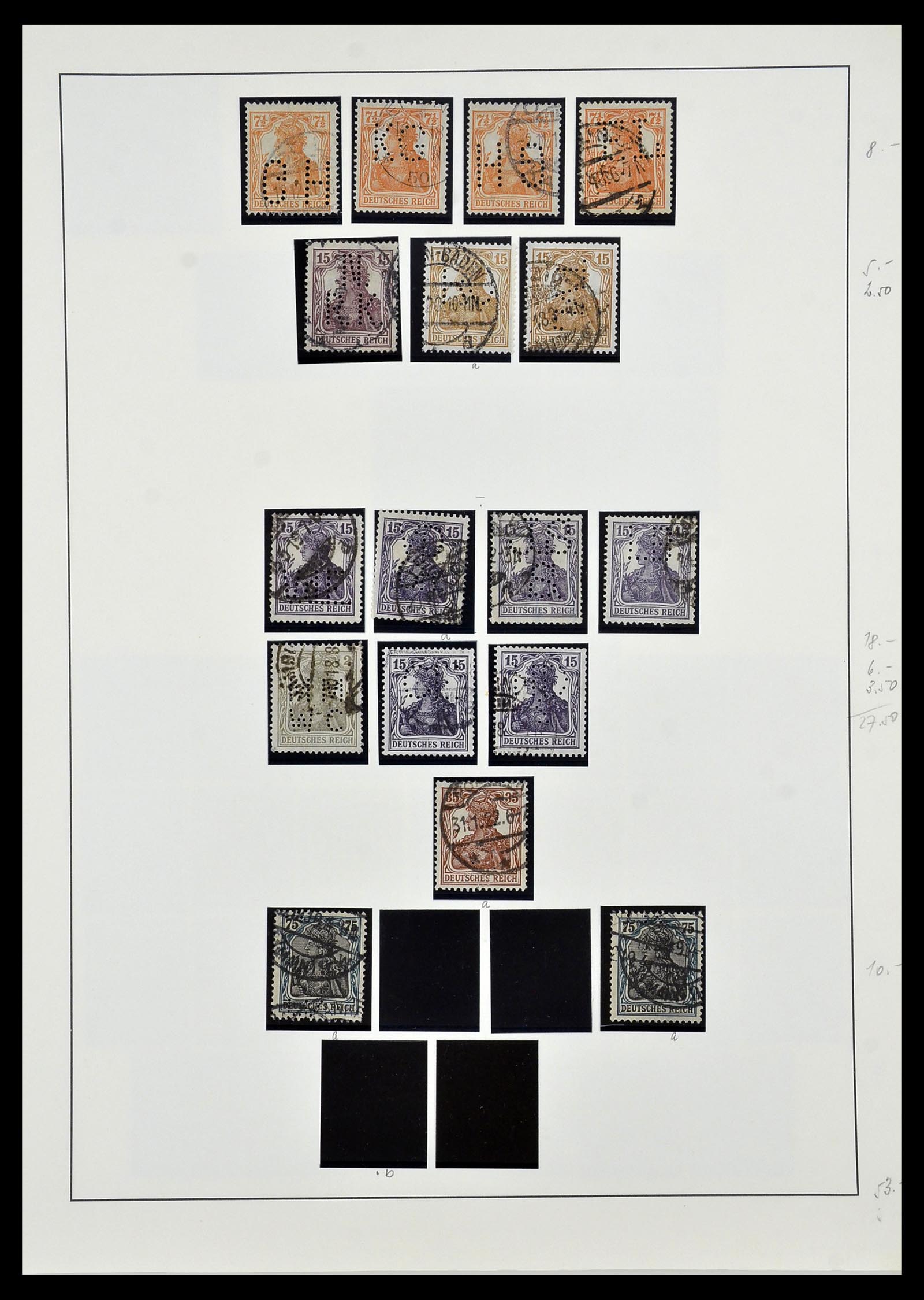 34409 006 - Stamp Collection 34409 German Reich perfins.